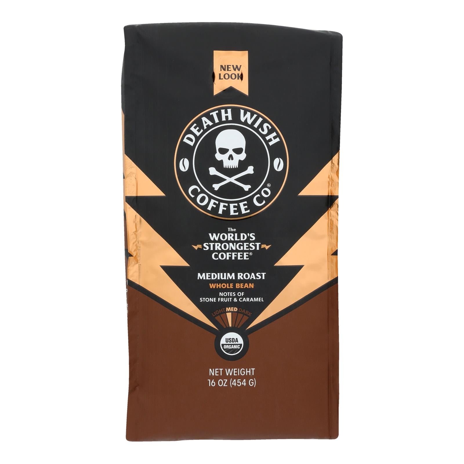 Death Wish Coffee - Coffee Medium Rst Whole Bean - Case of 6-16 OZ