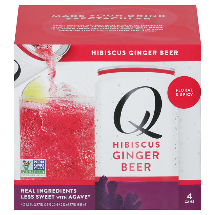 Q Drinks - Soda Ginger Beer Hibsc Can - Case Of 6-4/7.5 Fz