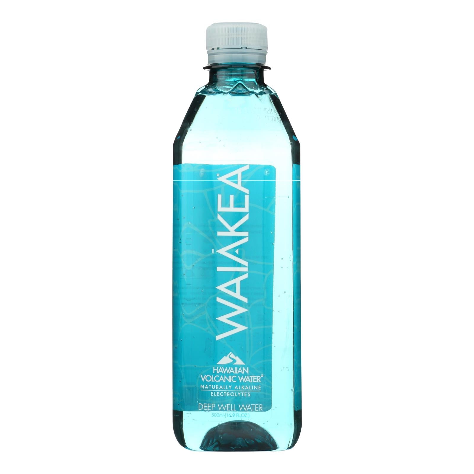 Waiakea Premium Naturally Alkaline Hawaiian Volcanic Bottled Water  - Case of 24 - 16.9 FZ