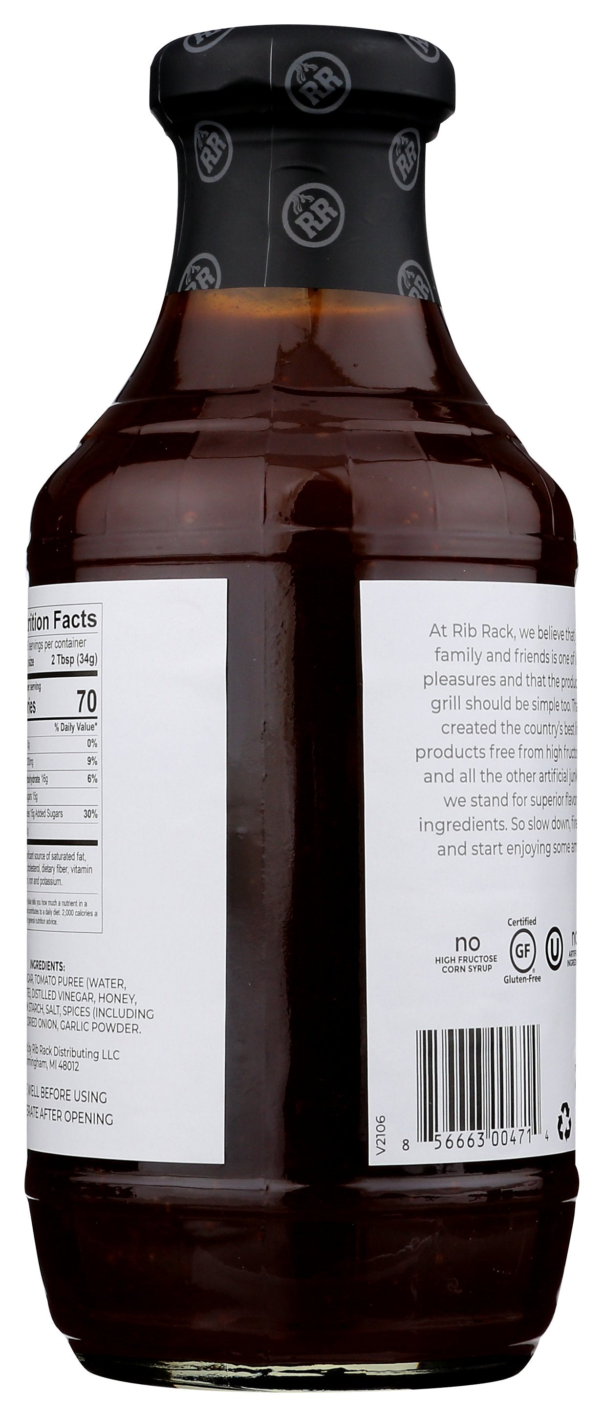 RIB RACK SAUCE RIBS HOT HONEY BBQ - Case of 6