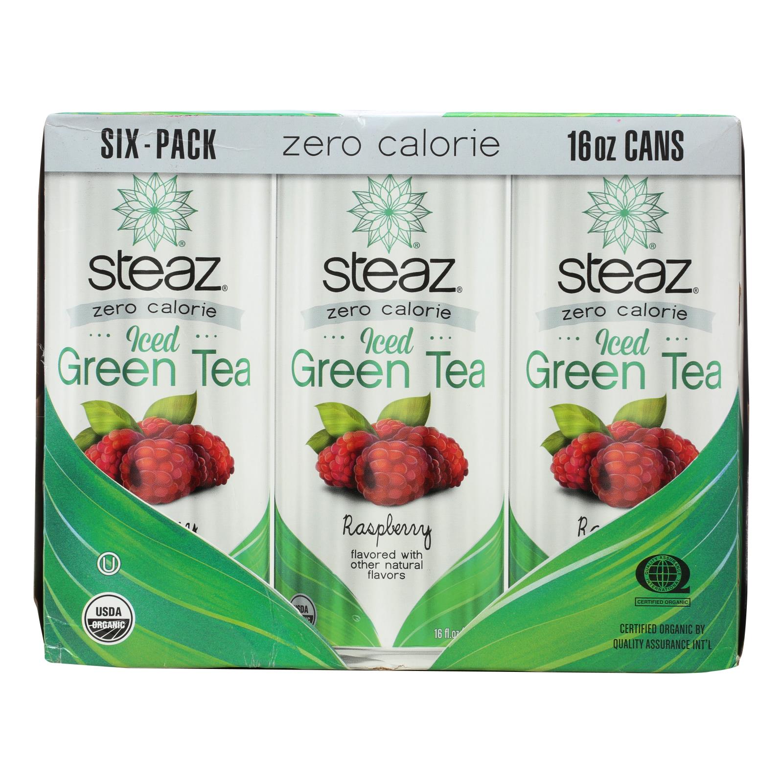 Steaz - Iced Tea Zero Raspbry - Case of 4 - 6/16 OZ