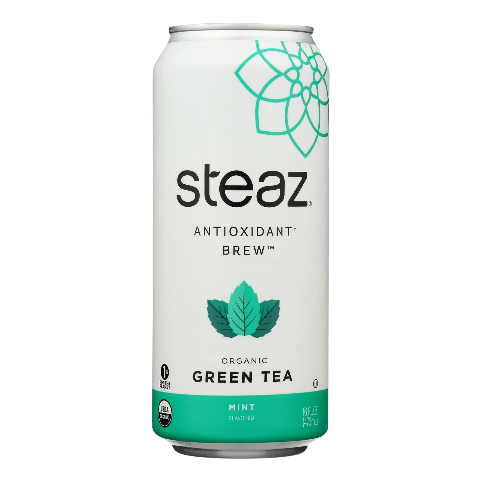 Steaz Lightly Sweetened Green Tea - Mint - Case of 12 - 16 Fl oz.