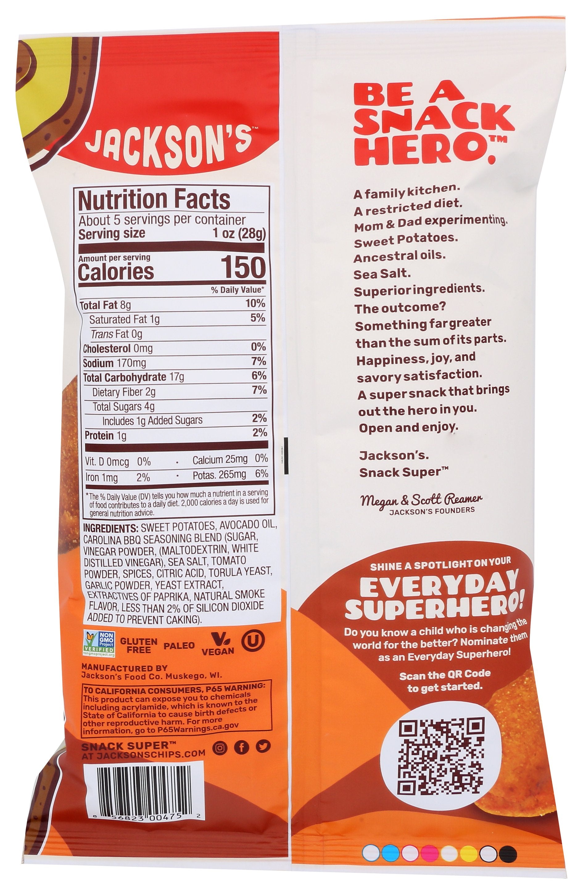 JACKSONS CHIPS CHIPS SWT POT CAROLINA BBQ - Case of 12