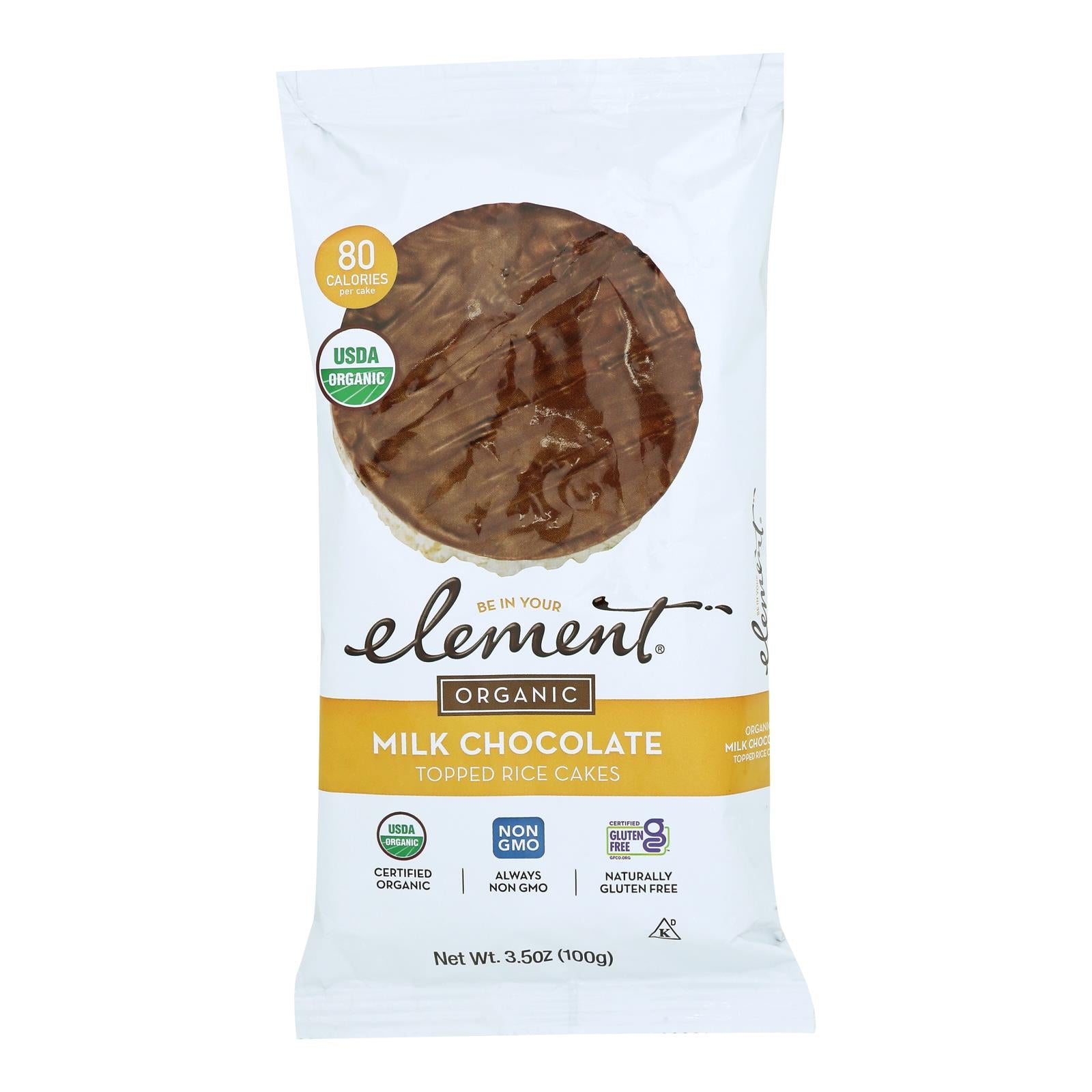 Element Organic Dipped Rice Cakes - Milk Chocolate - Case Of 6 - 3.5 Oz