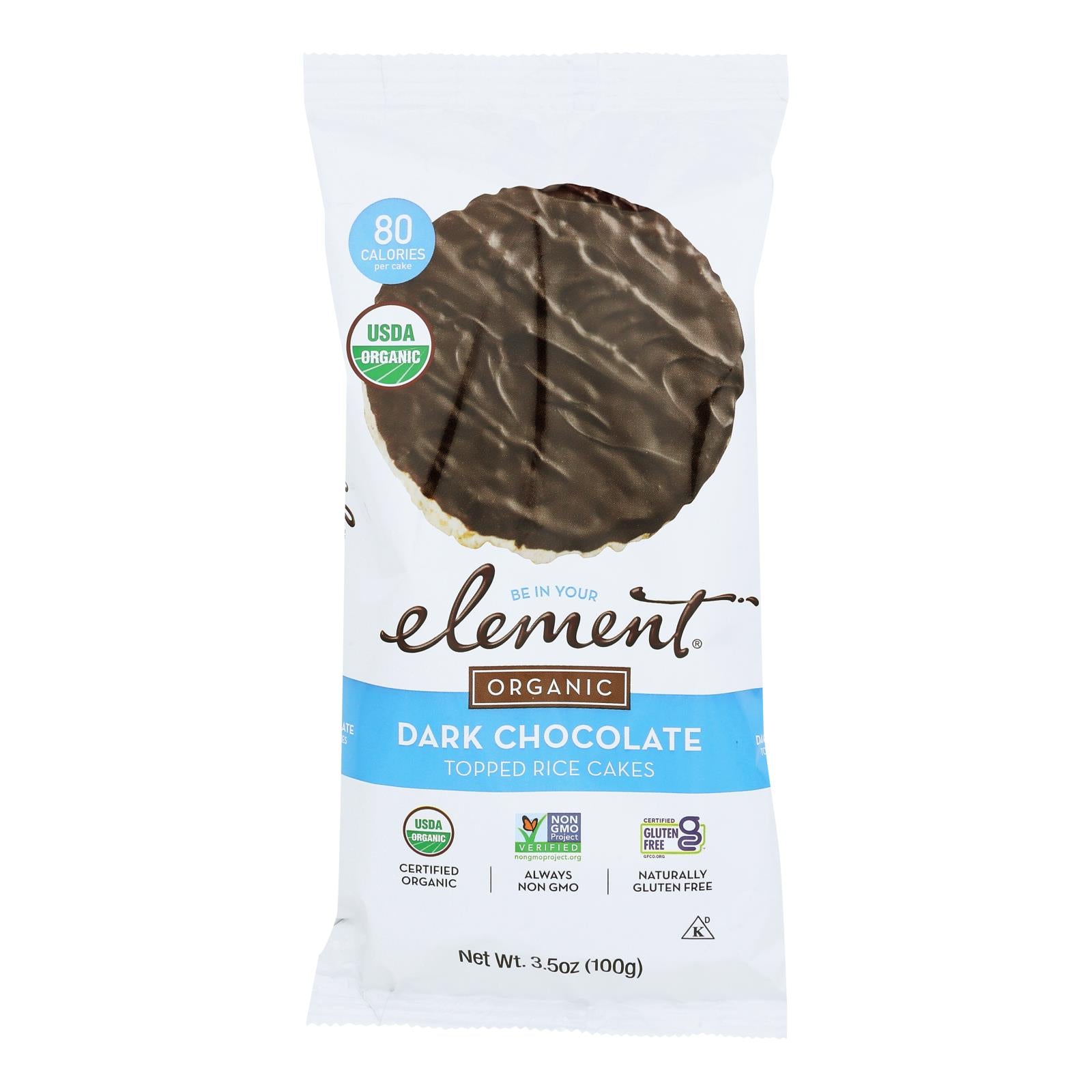 Element Organic Dipped Rice Cakes - Dark Chocolate - Case Of 6 - 3.5 Oz