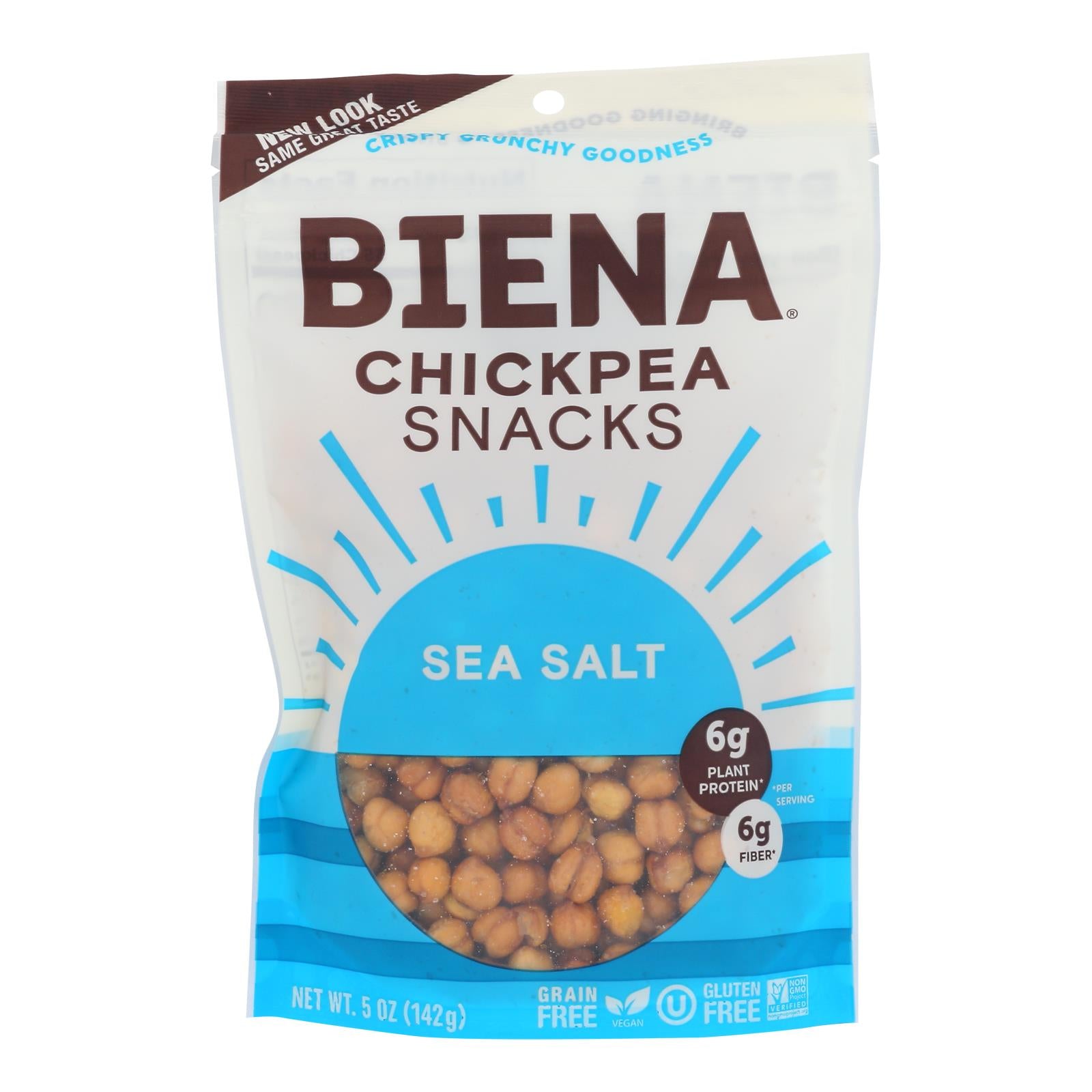 Biena Chickpea Snacks - Sea Salt - Case Of 8 - 5 Oz.