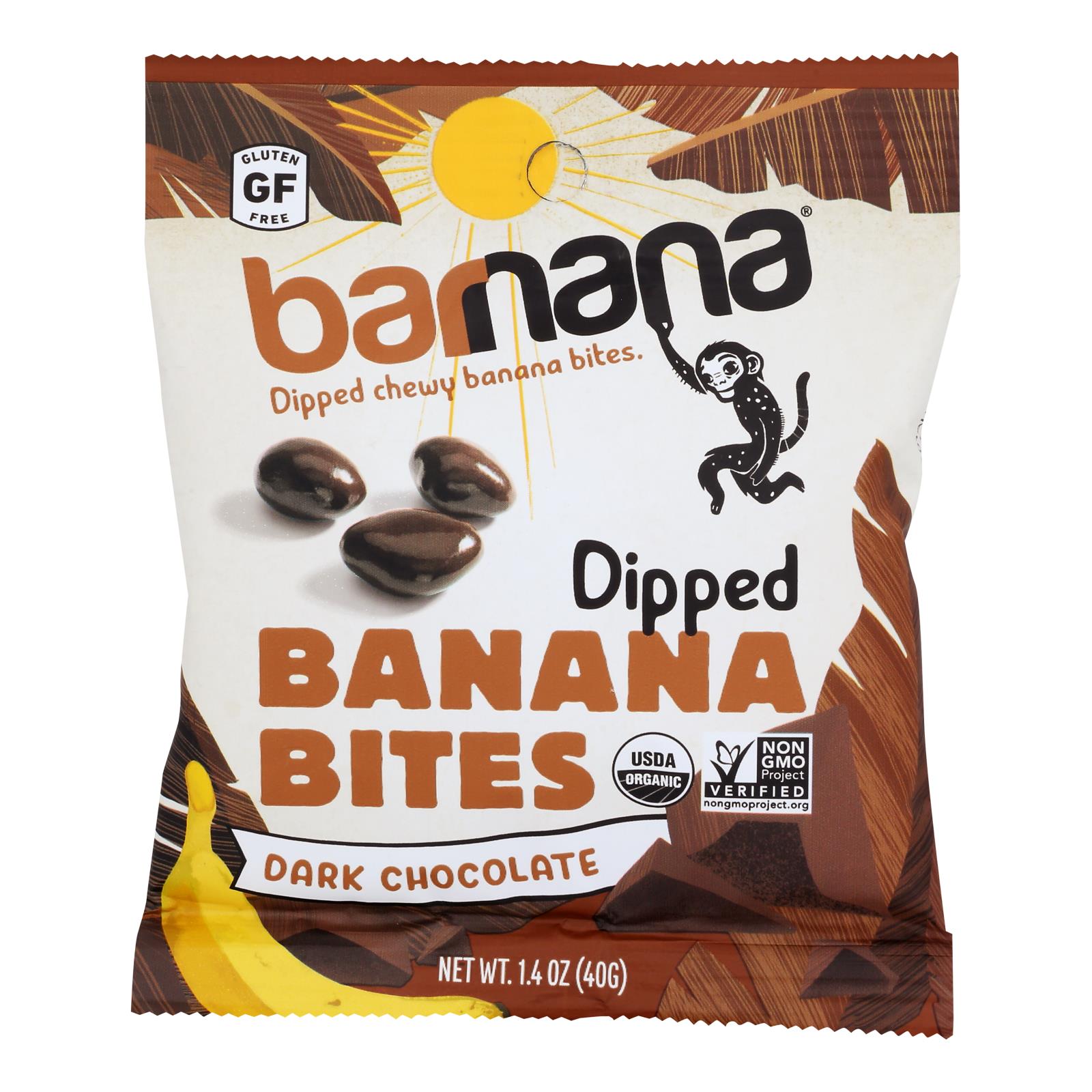 Barnana Organic Chewy Banana Bites - Chocolate - Case of 12 - 1.4 oz