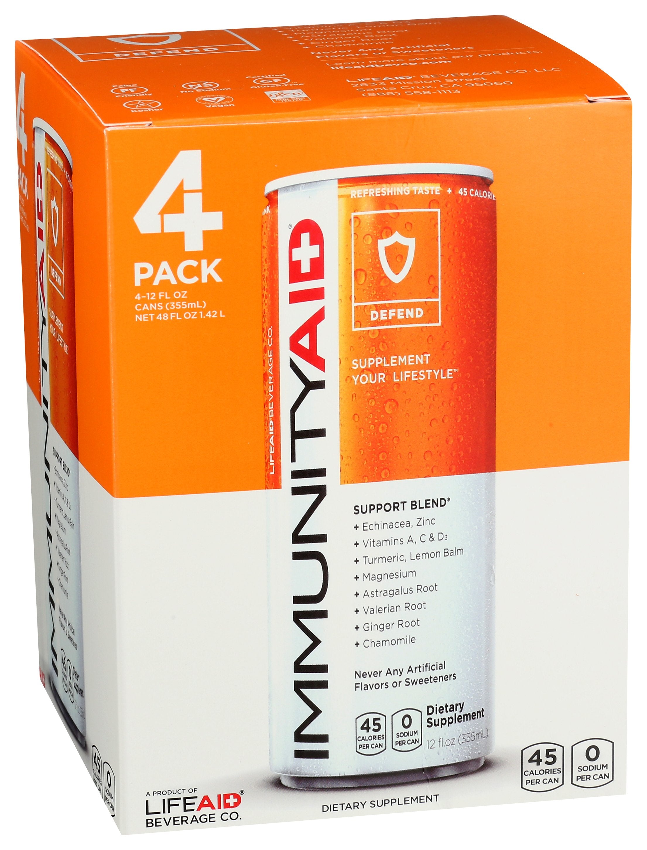 LIFEAID BEVERAGE IMMUNITYAID WELLNS ORNGE - Case of 6