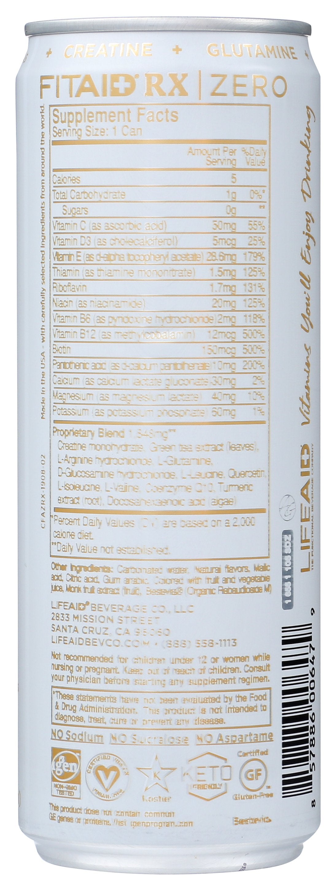 LIFEAID BEVERAGE FITAID RX CREATINE ZERO - Case of 12