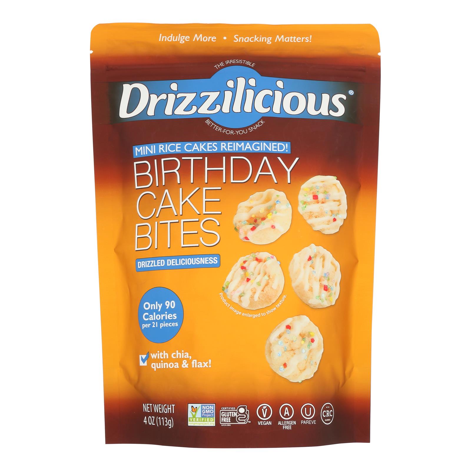 Drizzilicious - Rice Crisp Mini Bday Cake - Case of 12-4 OZ