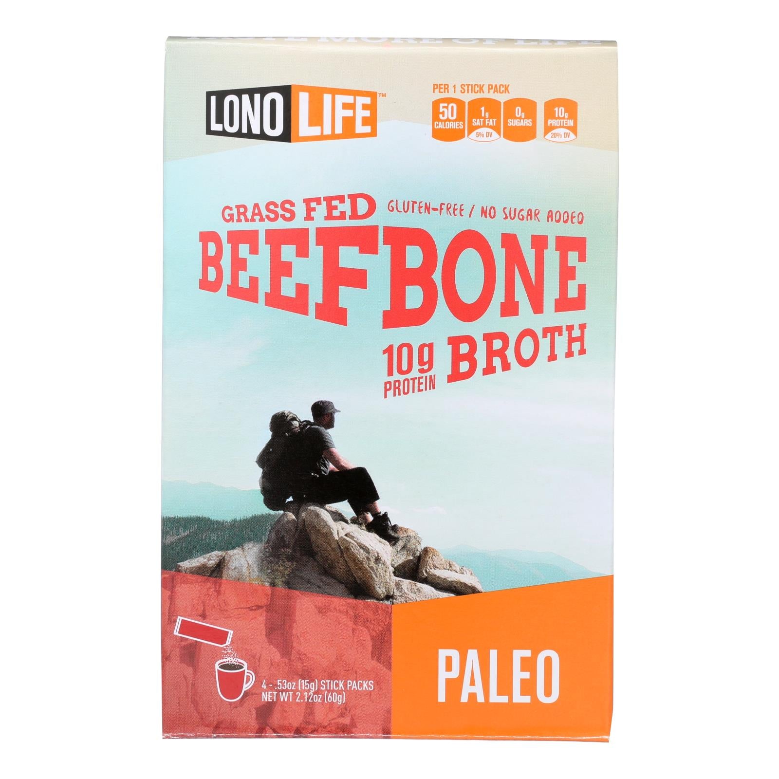 Lonolife Beef Bone Broth  - Case of 6 - 4/.53 OZ