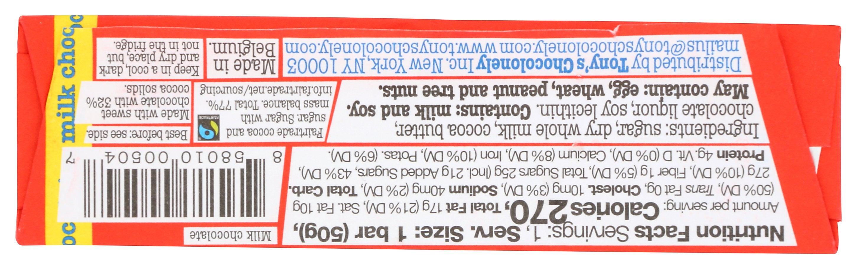 TONYS CHOCOLONELY BAR MILK CHOC 32 - Case of 20