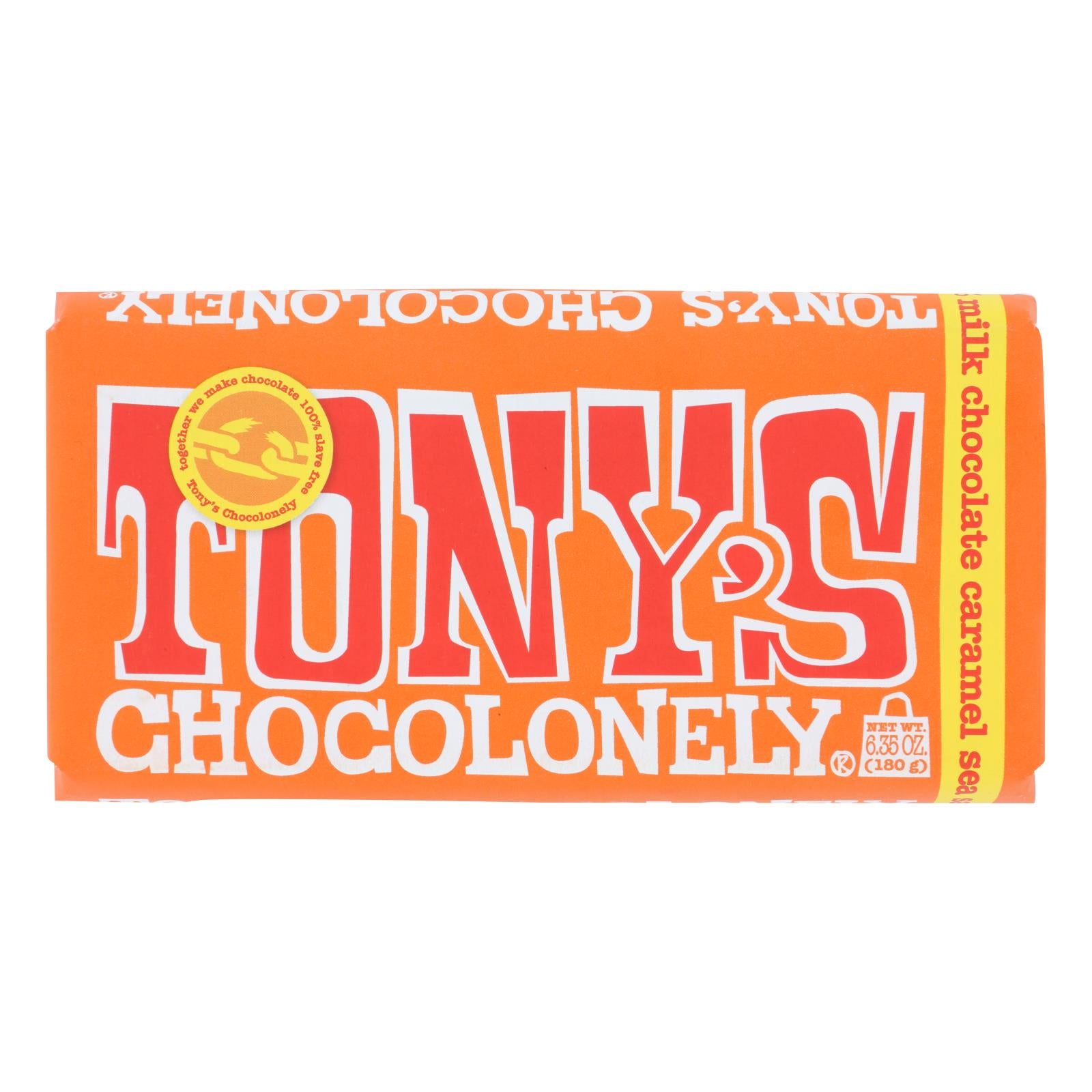 Tony's Chocolonely - Bar Chocolate Milk Caramel Ssl 32% - Case of 15 - 6.35 OZ