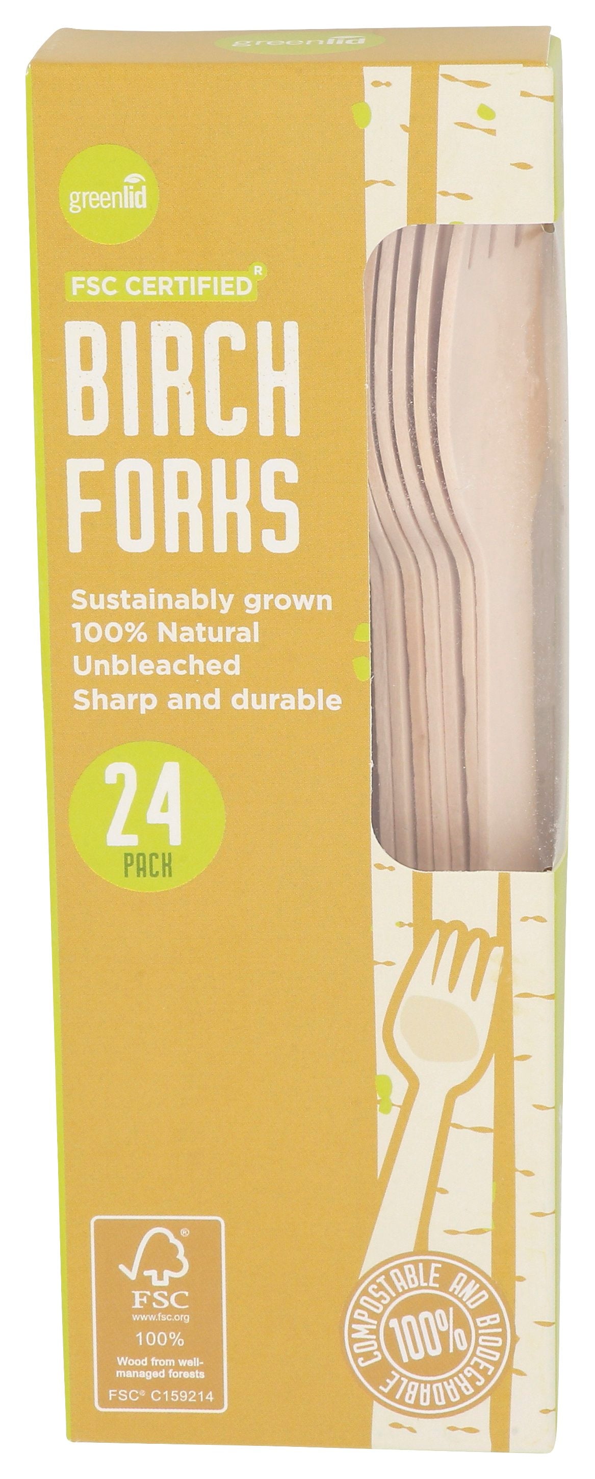 GREENLID FORK SUS BRCH WOODEN 24PK - Case of 24