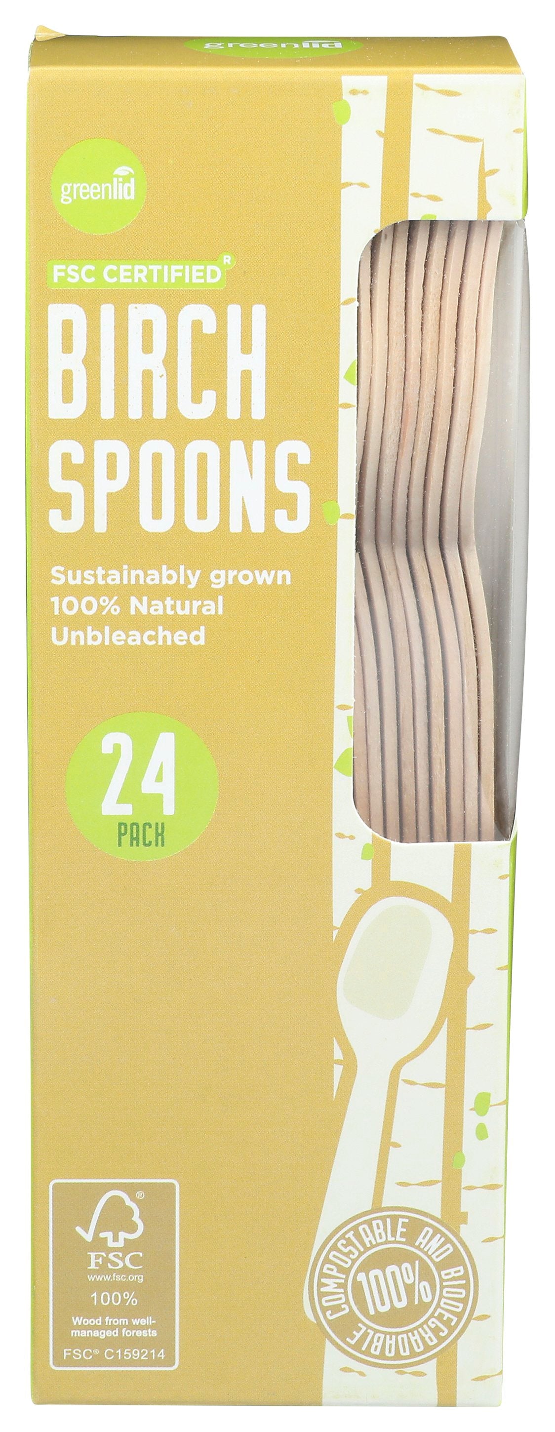 GREENLID SPOON SUS BRCH WOODEN 24P - Case of 24