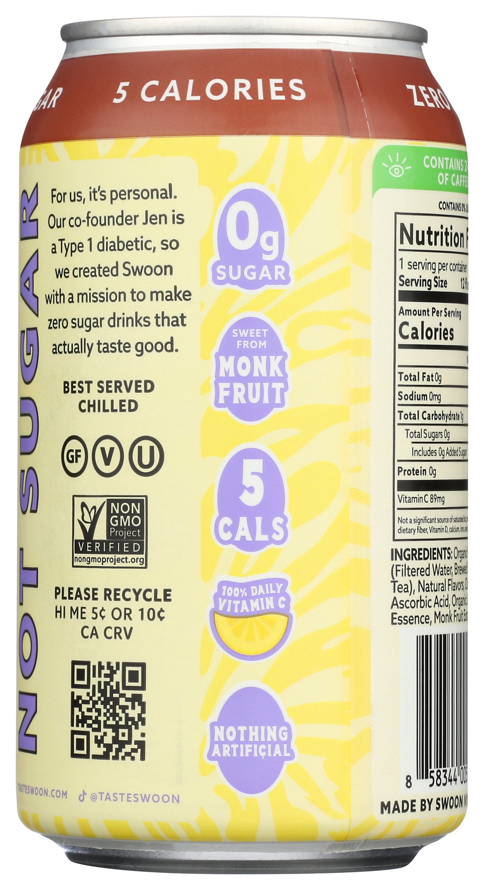 SWOON TEA ZERO SUGAR LEMON RTD - Case of 12