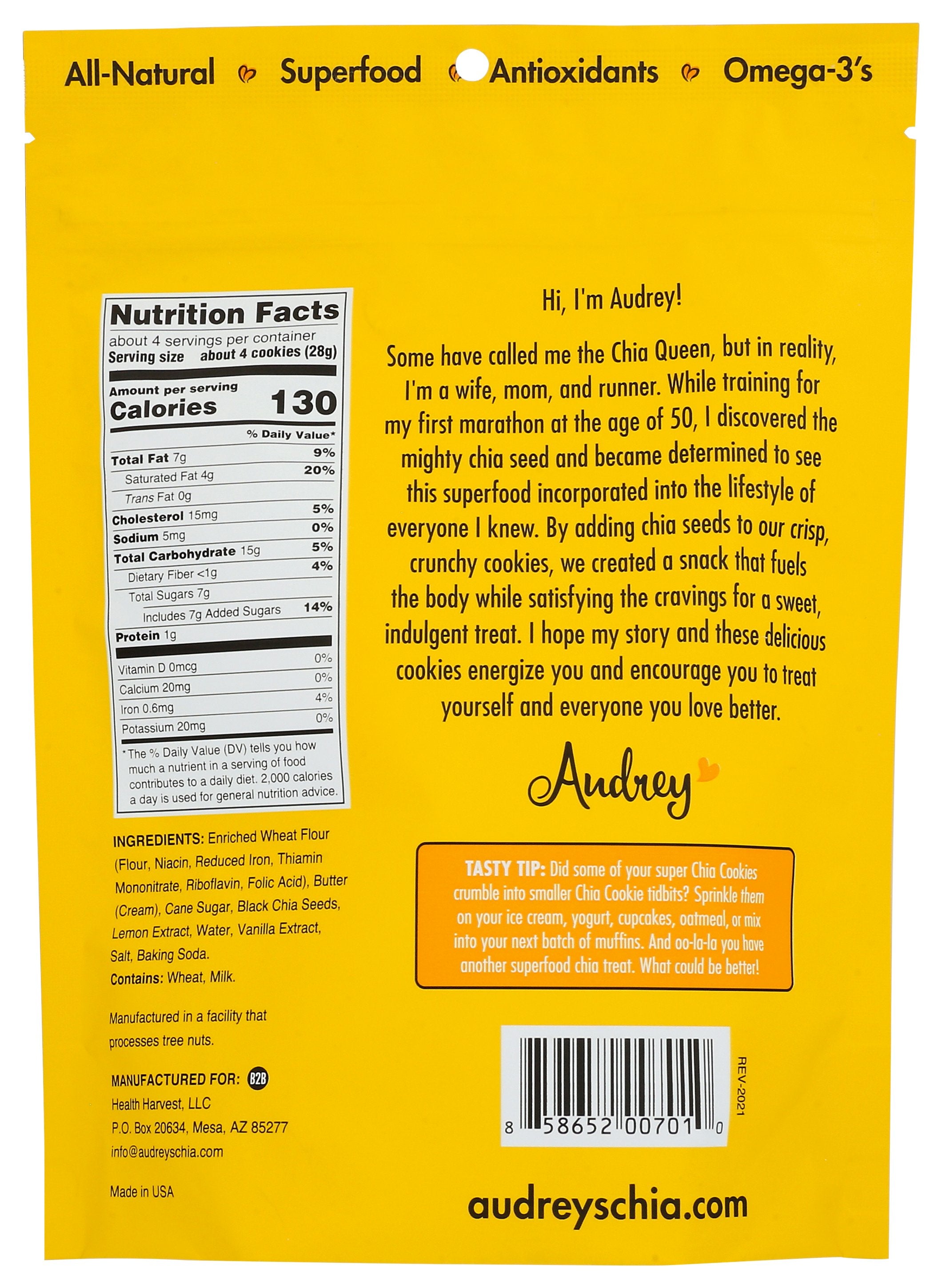 AUDREYS COOKIE CHIA LEMON - Case of 6