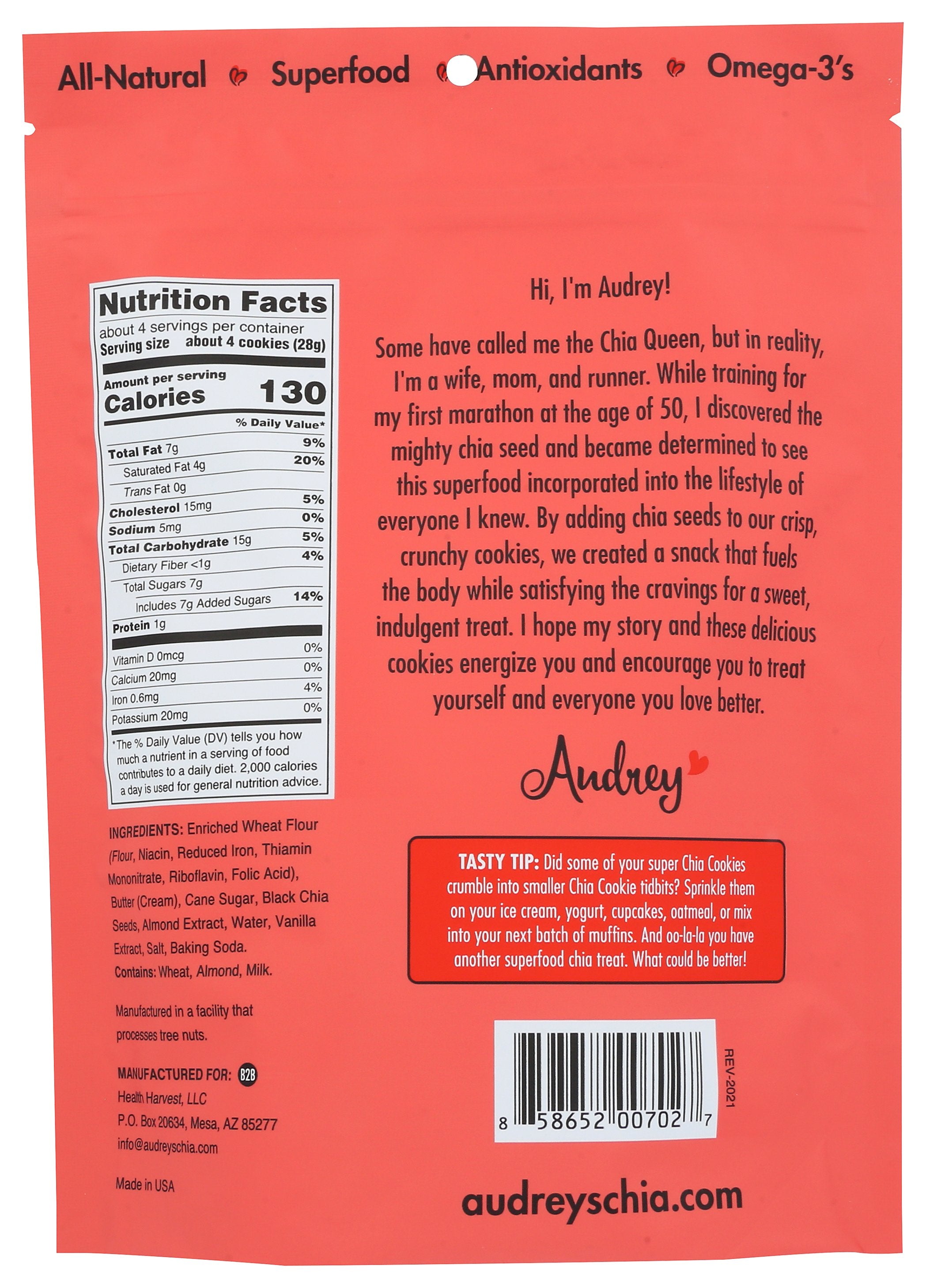 AUDREYS COOKIE CHIA ALMOND - Case of 6