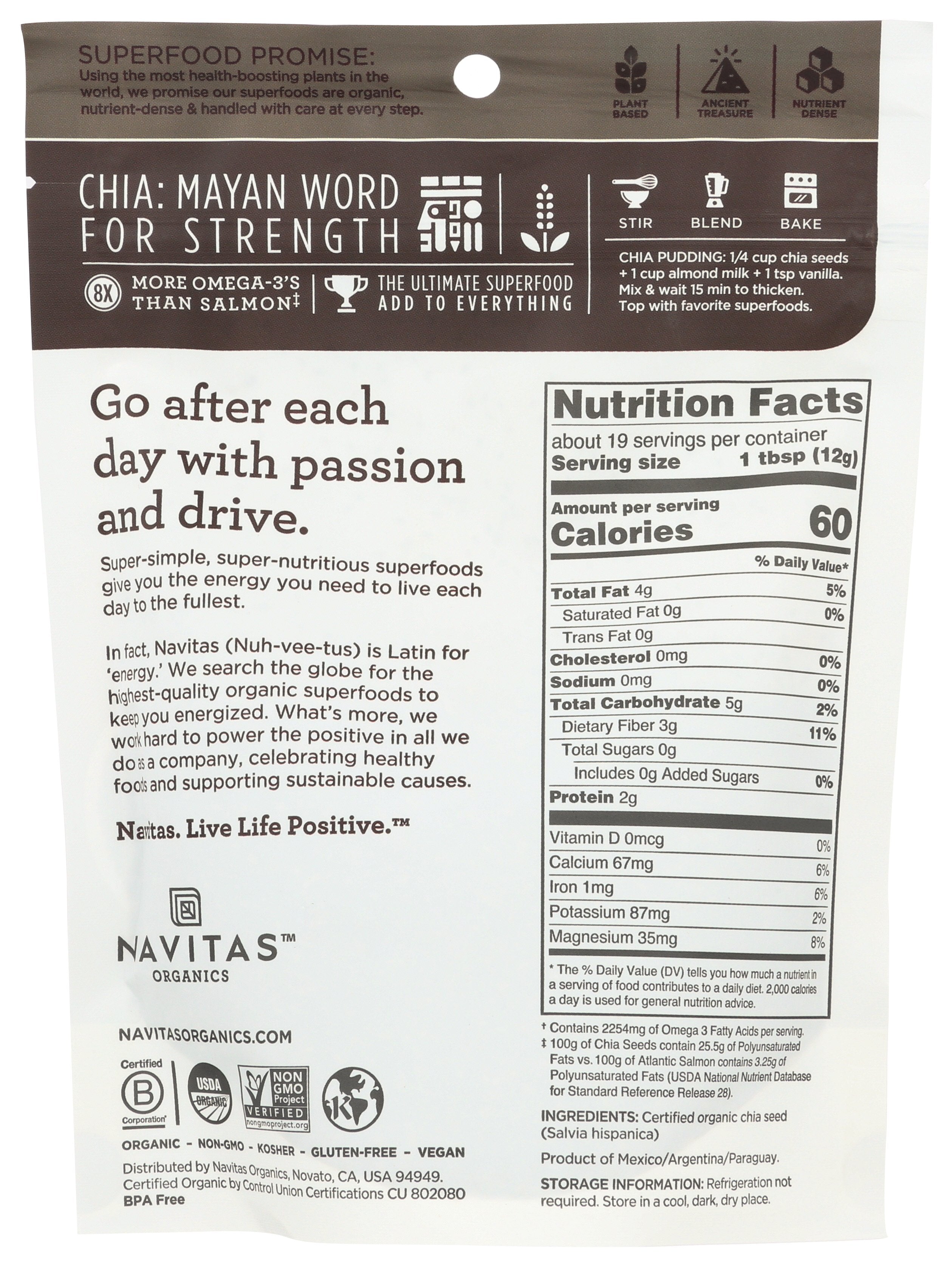 NAVITAS SEED CHIA ORG [CHIA SEEDS - 8 OZ]