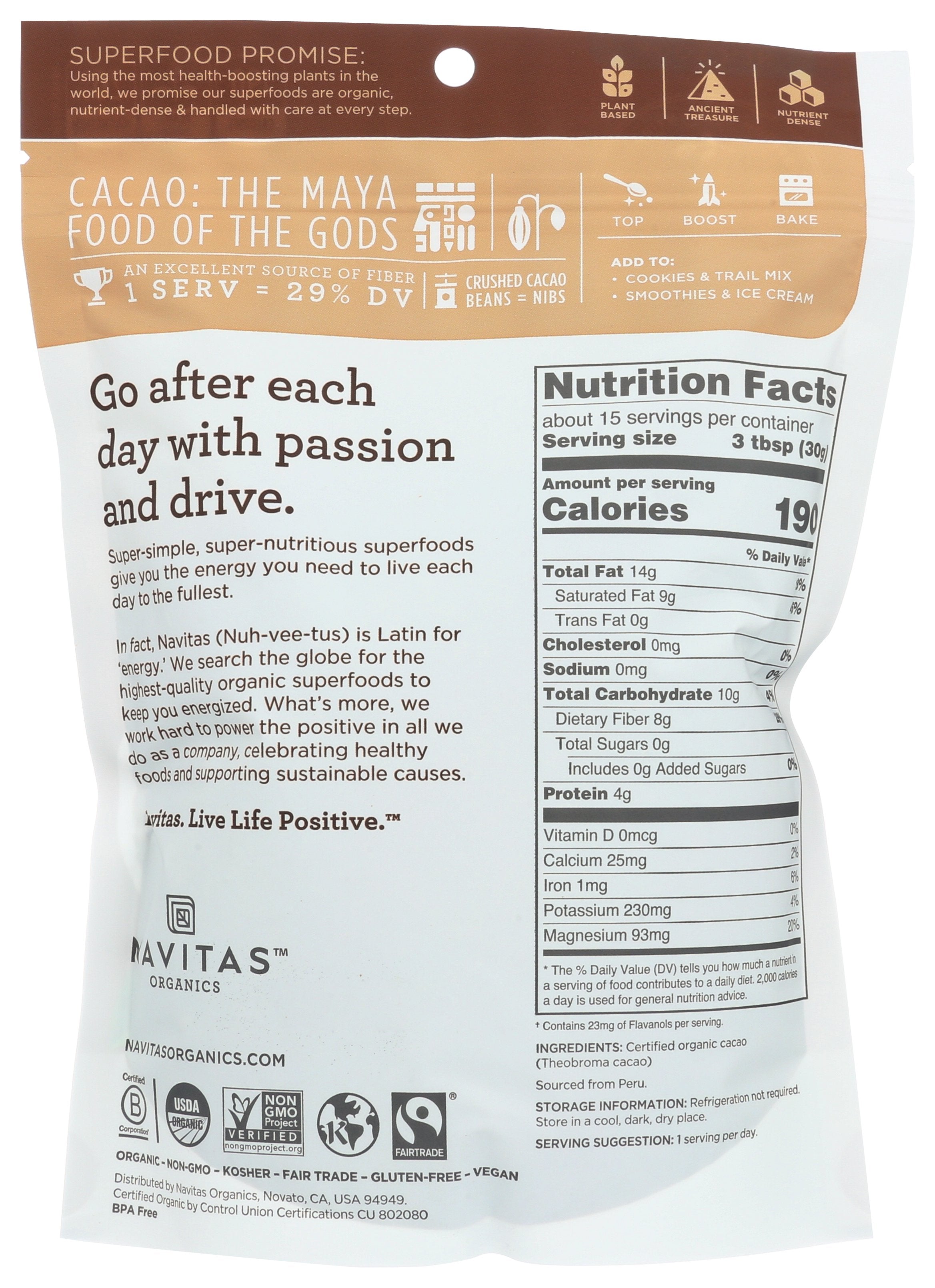 NAVITAS CACAO NIBS ORG [CACAO NIBS - 16 OZ]