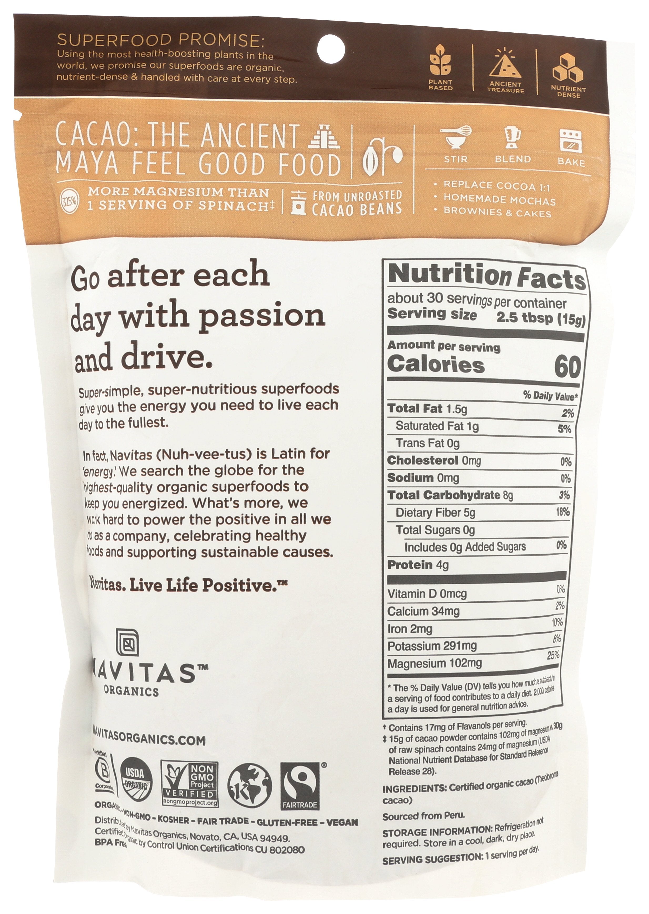 NAVITAS CACAO POWDER ORG [CACAO POWDER - 16 OZ]