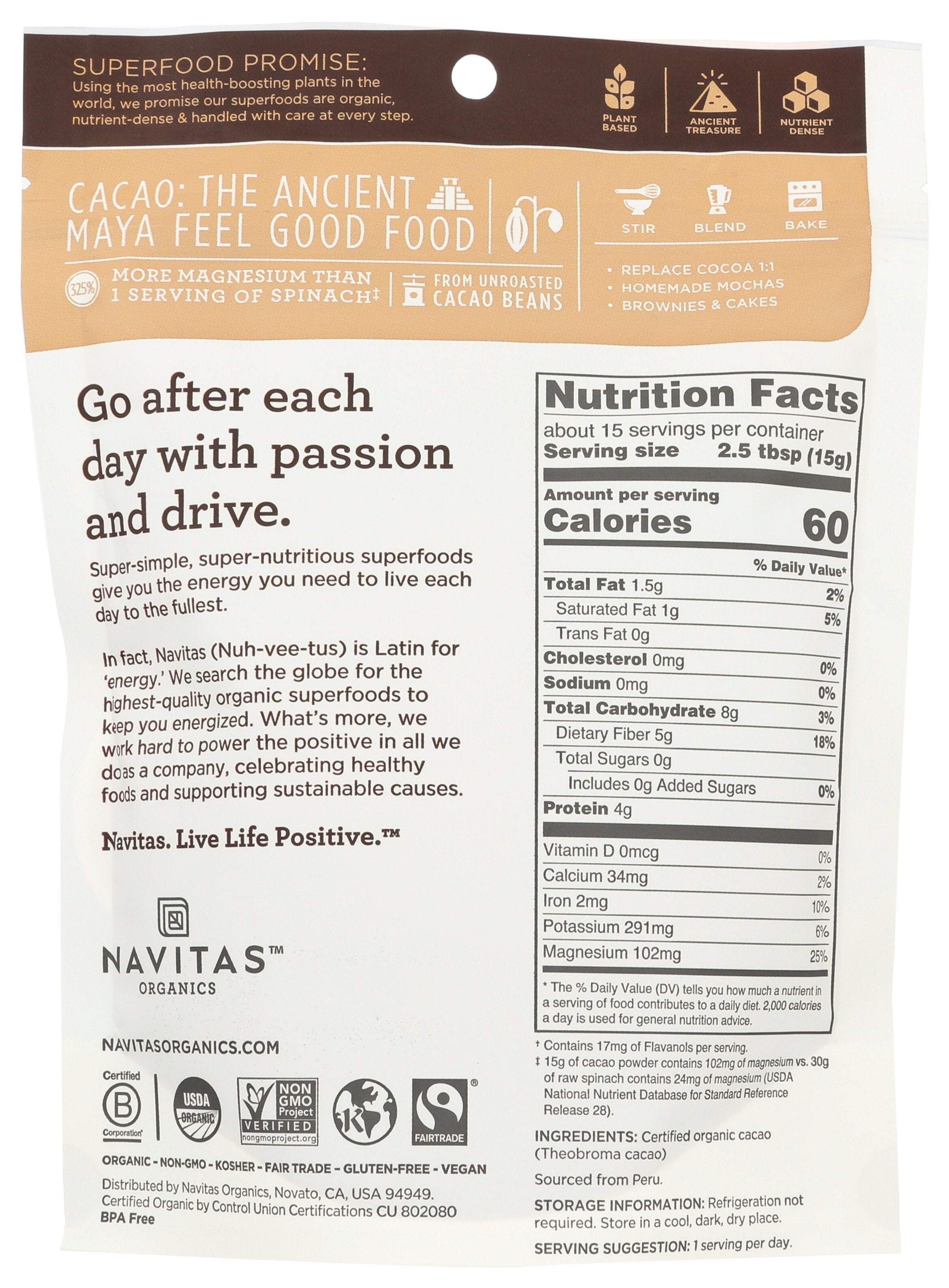 NAVITAS CACAO POWDER ORG [CACAO POWDER - 8 OZ]