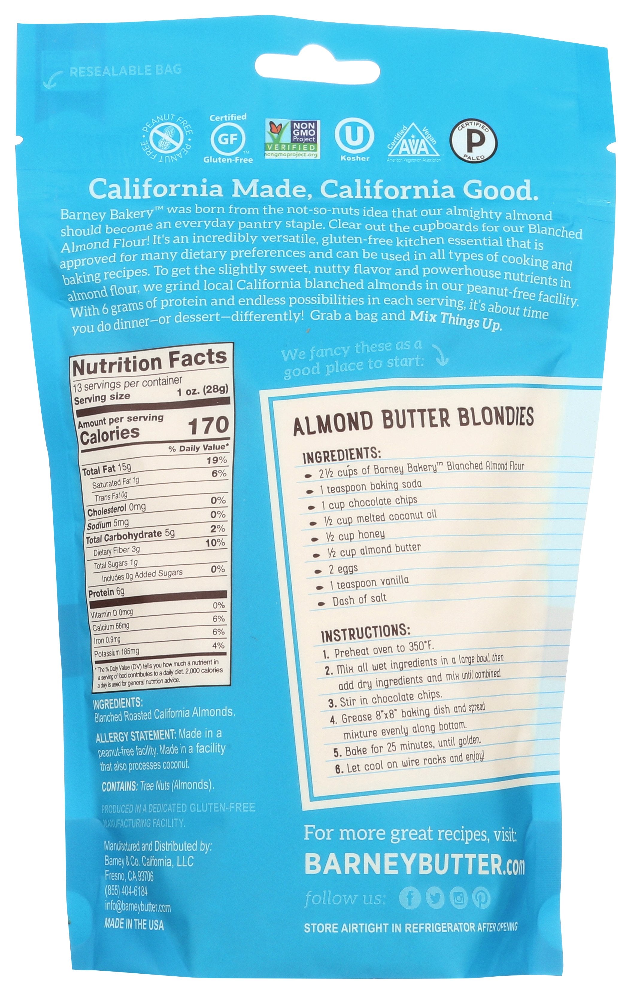 BARNEY BUTTER FLOUR ALMOND BLANCHED - Case of 6