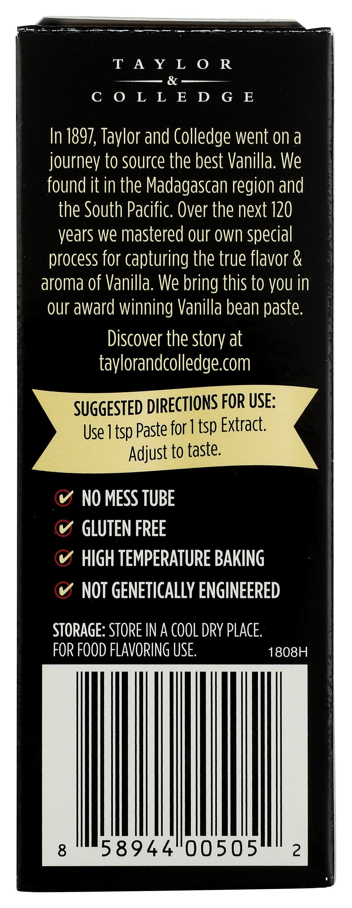 TAYLOR & COLLEDGE PASTE EXTRACT VANILLA ORG - Case of 8