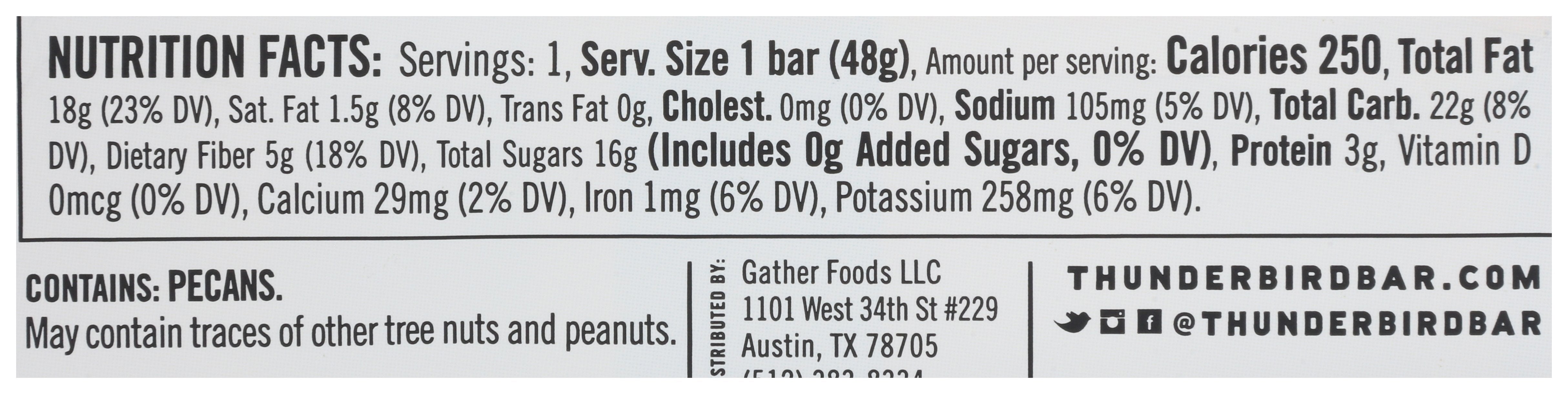 THUNDERBIRD ENERGETICA BAR TEXAS MAPLE PECAN - Case of 12