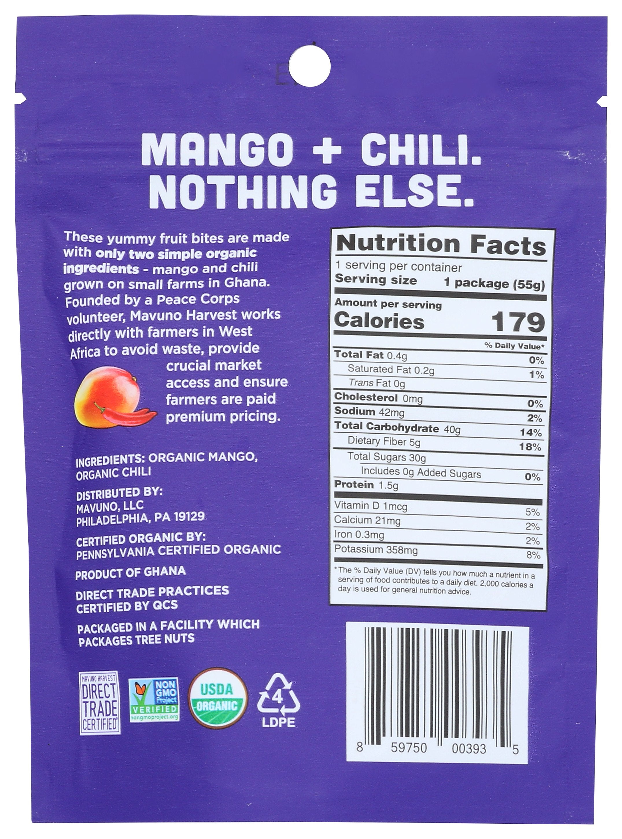 MAVUNO HARVEST FRUIT BITES MANGO CHILI - Case of 8