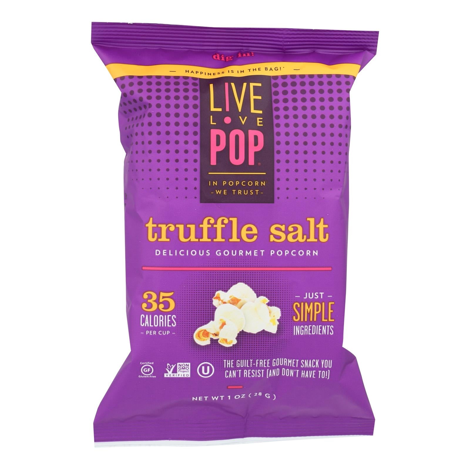 Live Love Pop Truffle Salt Delicious Gourmet Popcorn - Case of 24 - 1.0 OZ