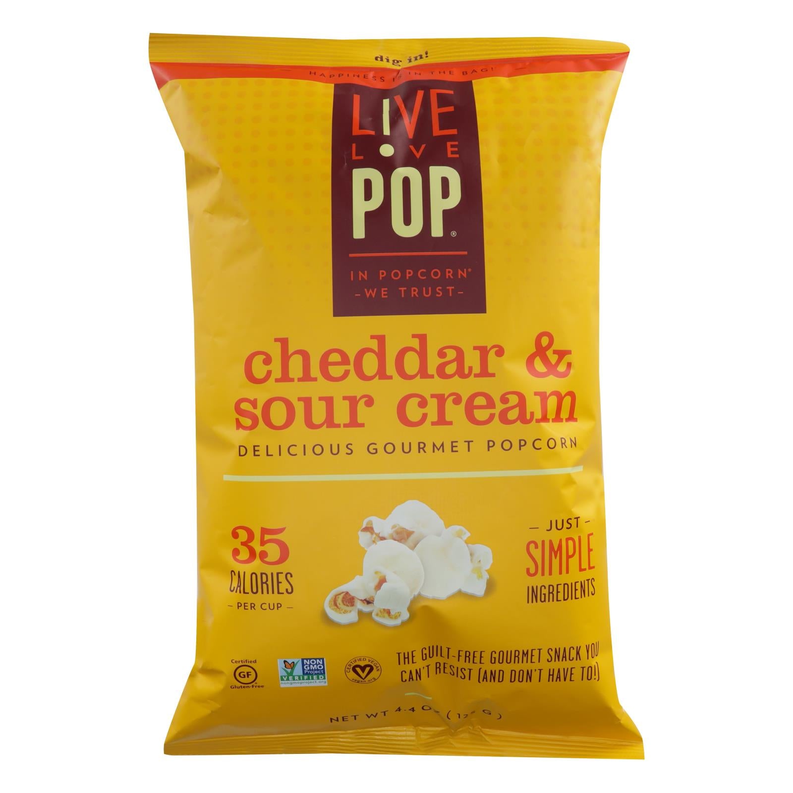 Live Love Pop - Popcorn Cheddar&sour Cream - Case Of 12 - 4.4 Oz