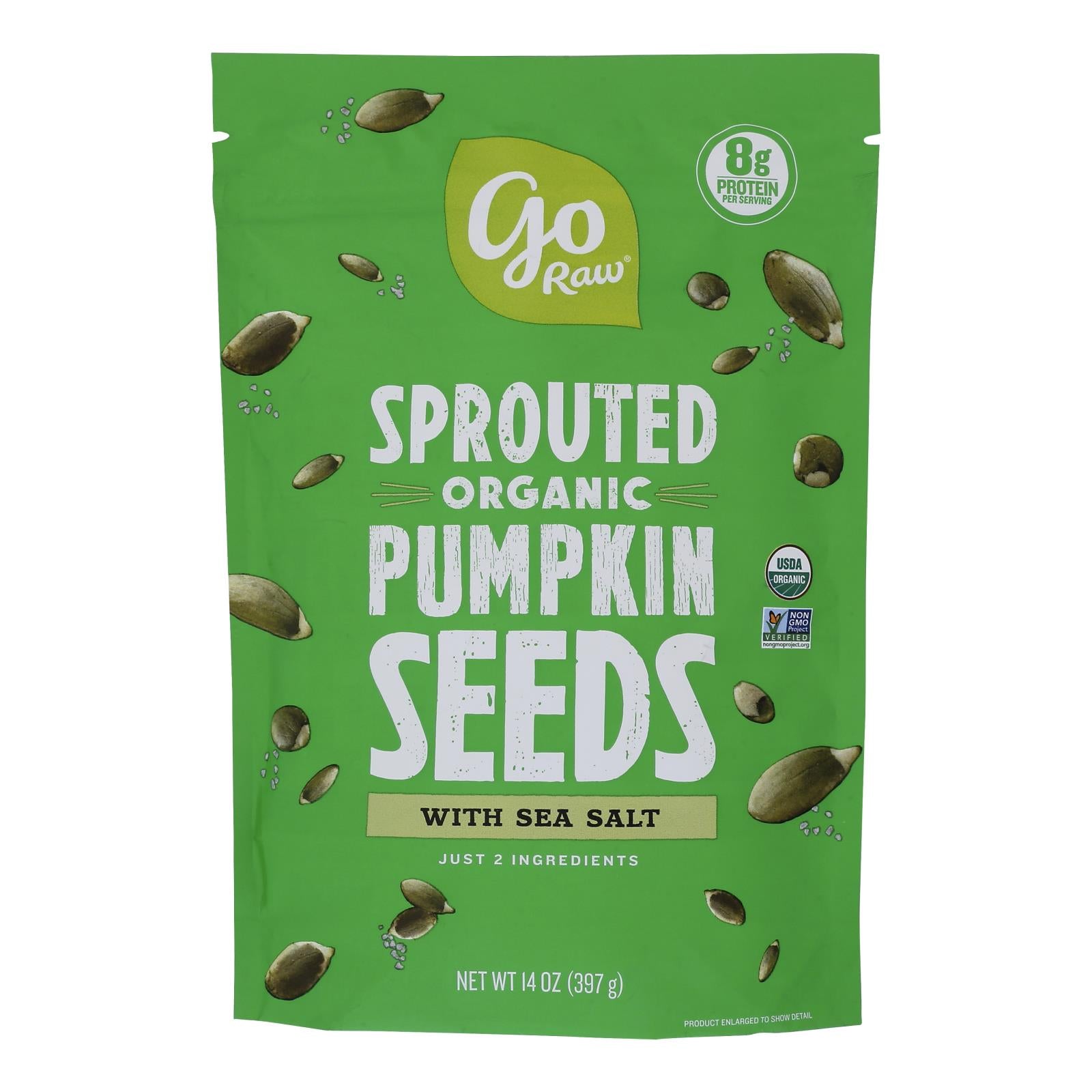 Go Raw Sprouted Seeds, Pumpkin With Celtic Sea Salt  - Case Of 6 - 14 Oz