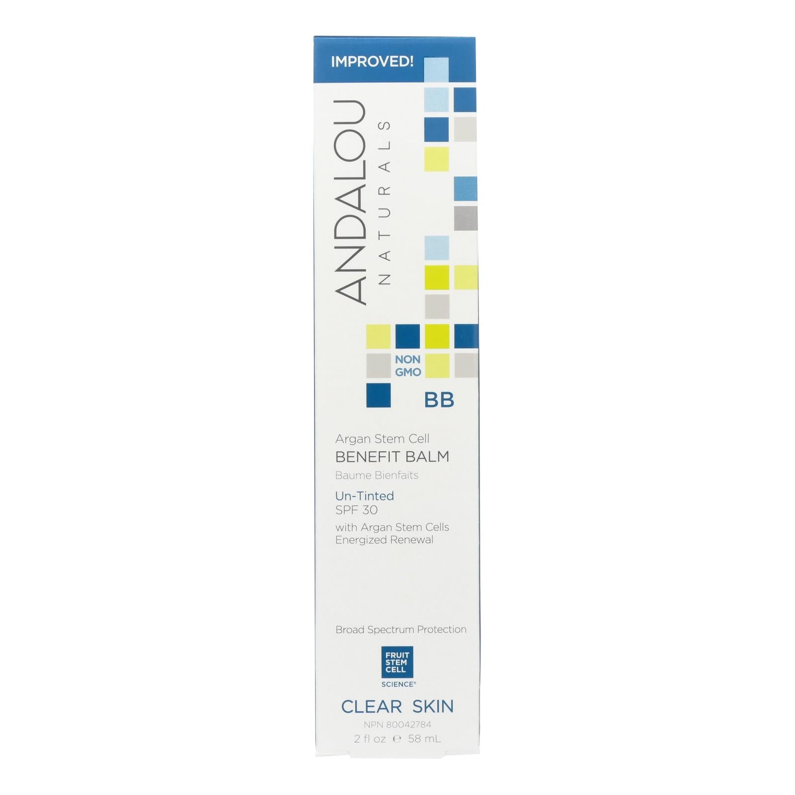 Andalou Naturals Clarifying Oil Control Beauty Balm Un-Tinted with SPF30 - 2 fl oz