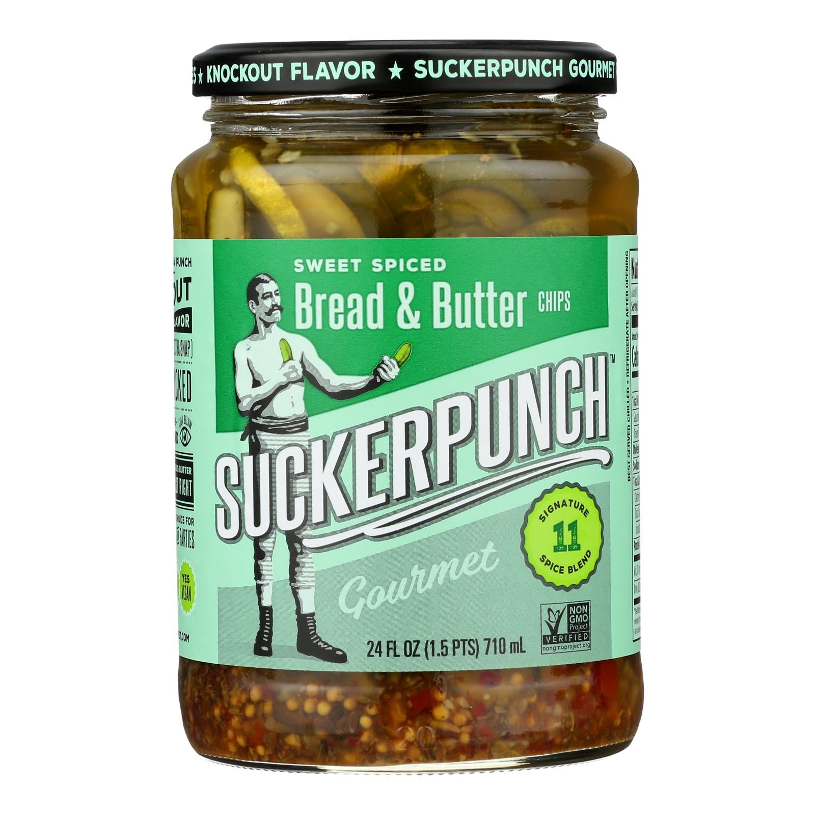 Suckerpunch Spicy Bread N' Better Gourmet Pickles  - Case of 6 - 24 FZ