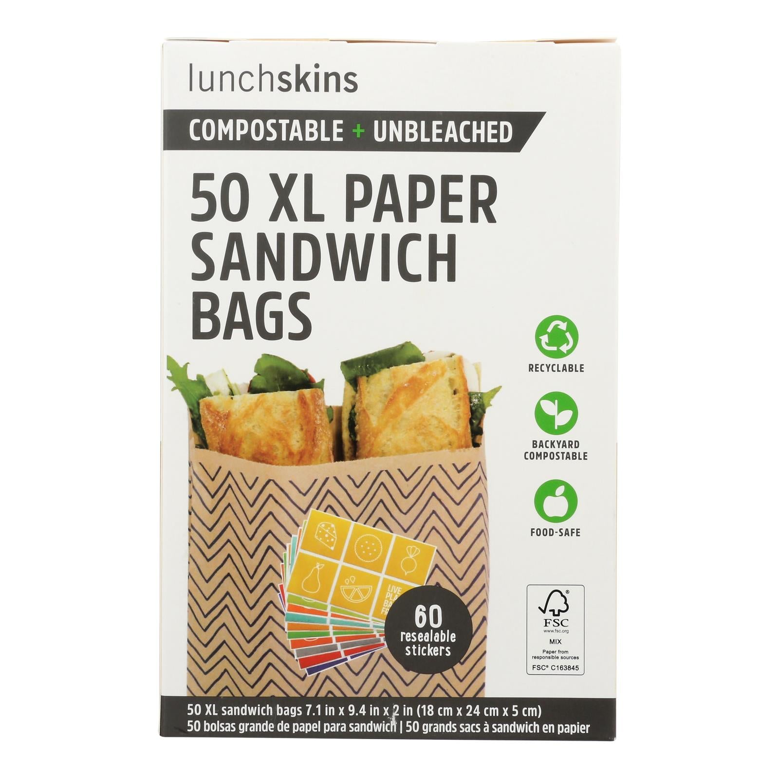 Lunchskins - Paper Bag Quart Cheveron - Case Of 12 - 50 Ct