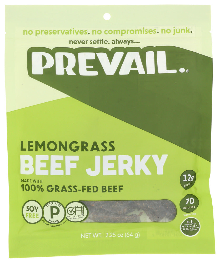 Prevail Lemongrass Beef Jerky - Case of 8 - 2.25oz