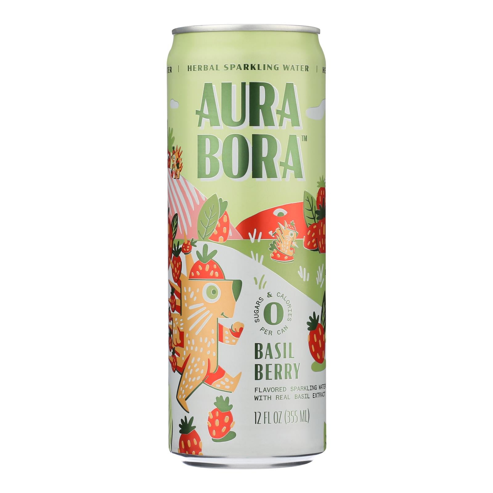 Aura Bora - Sparkling Water Basil Berry - Case Of 12-12 Fz