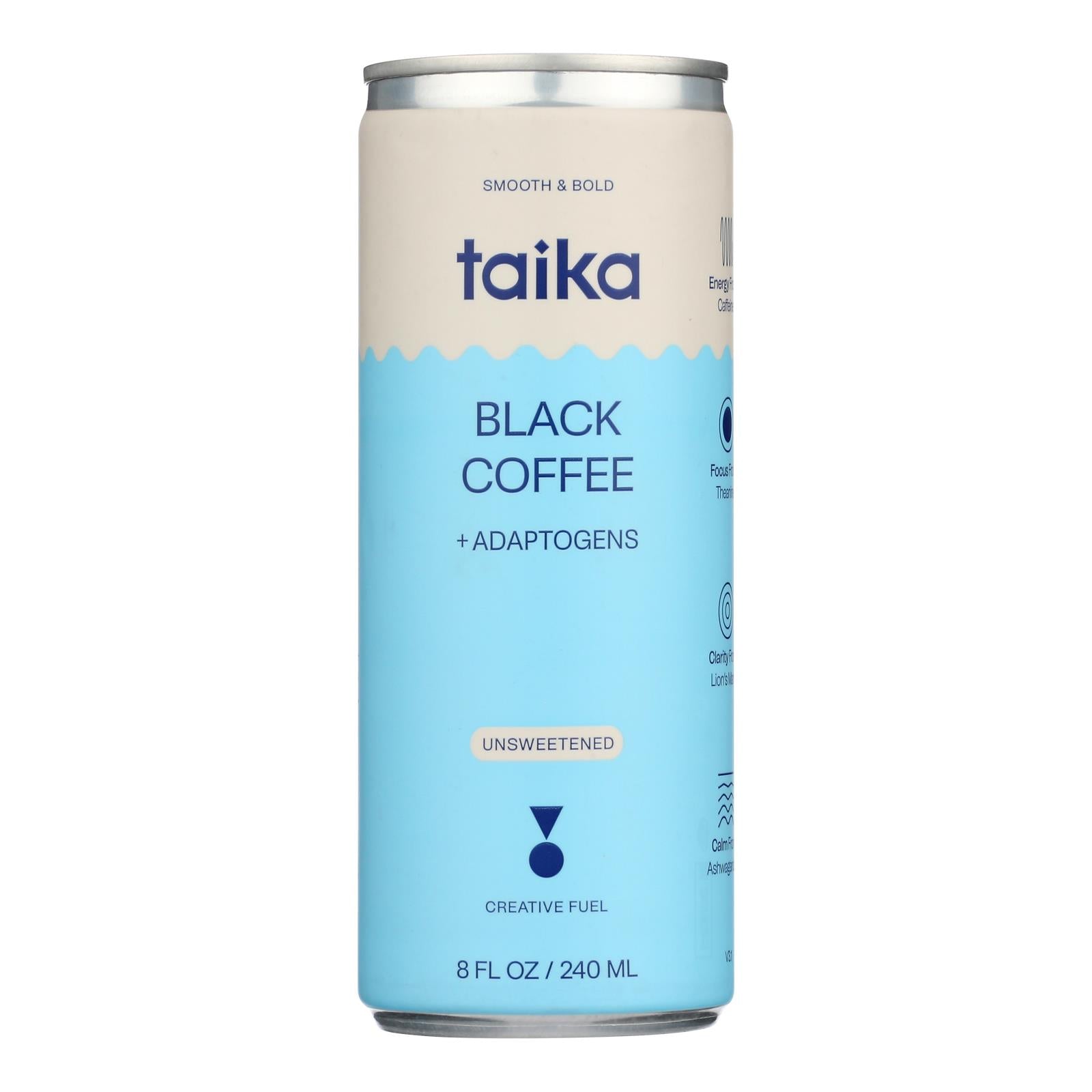 Taika - Coffee Black With Adaptogens - Case of 12-8 Fluid Ounces