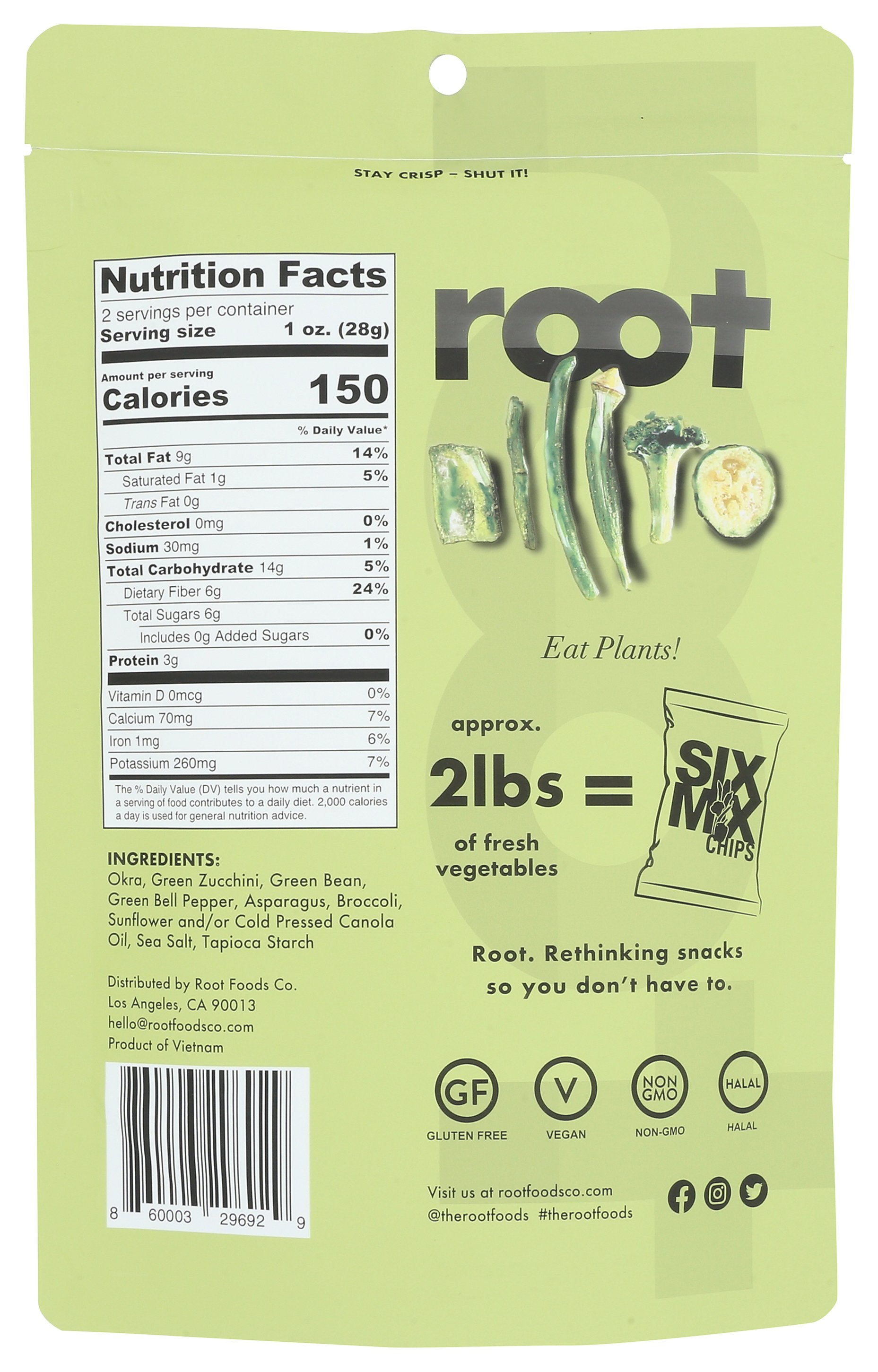 ROOT FOODS CHIPS SIX MIX SEA SALT - Case of 6