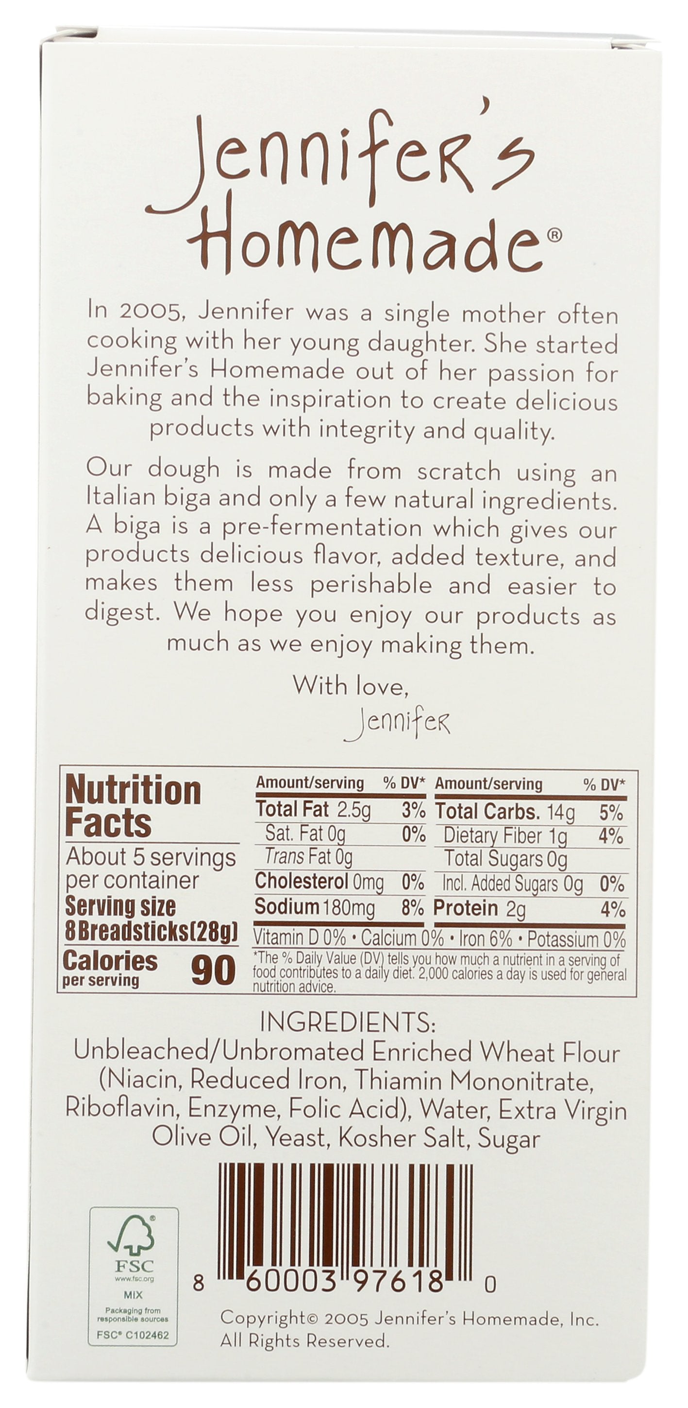 JENNIFERS HOMEMADE BREADSTICKS ORIGINAL - Case of 12