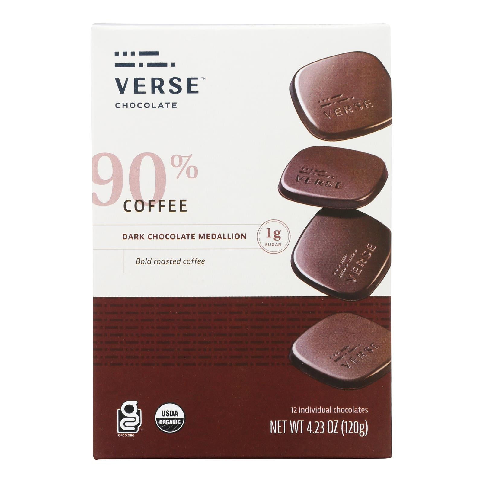 Verse Chocolate - Chocolate Dark Coffee - Case of 6 - 4.23 Ounces