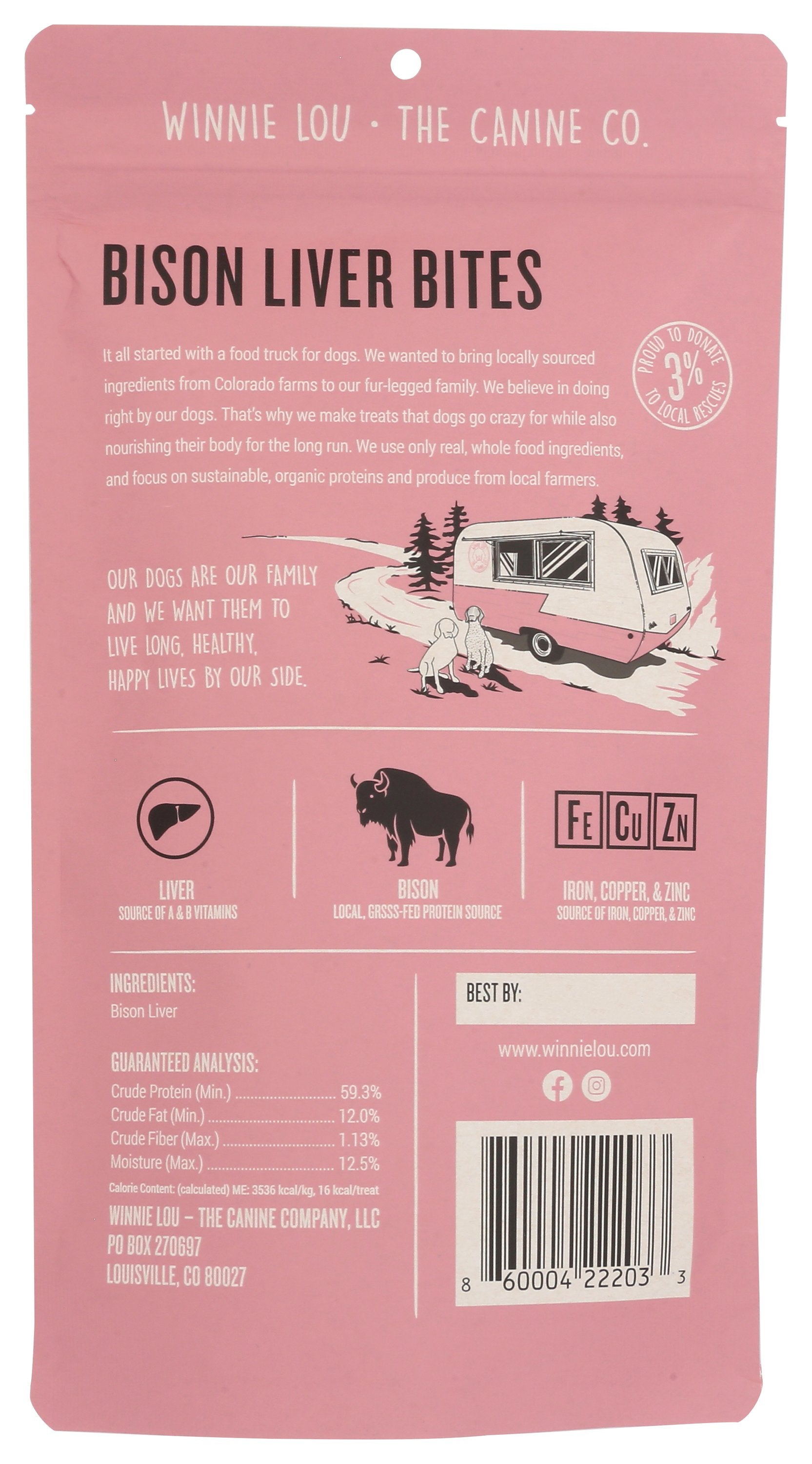 WINNI LOU- THE CANINE CO LIVER BISON BITES - Case of 6