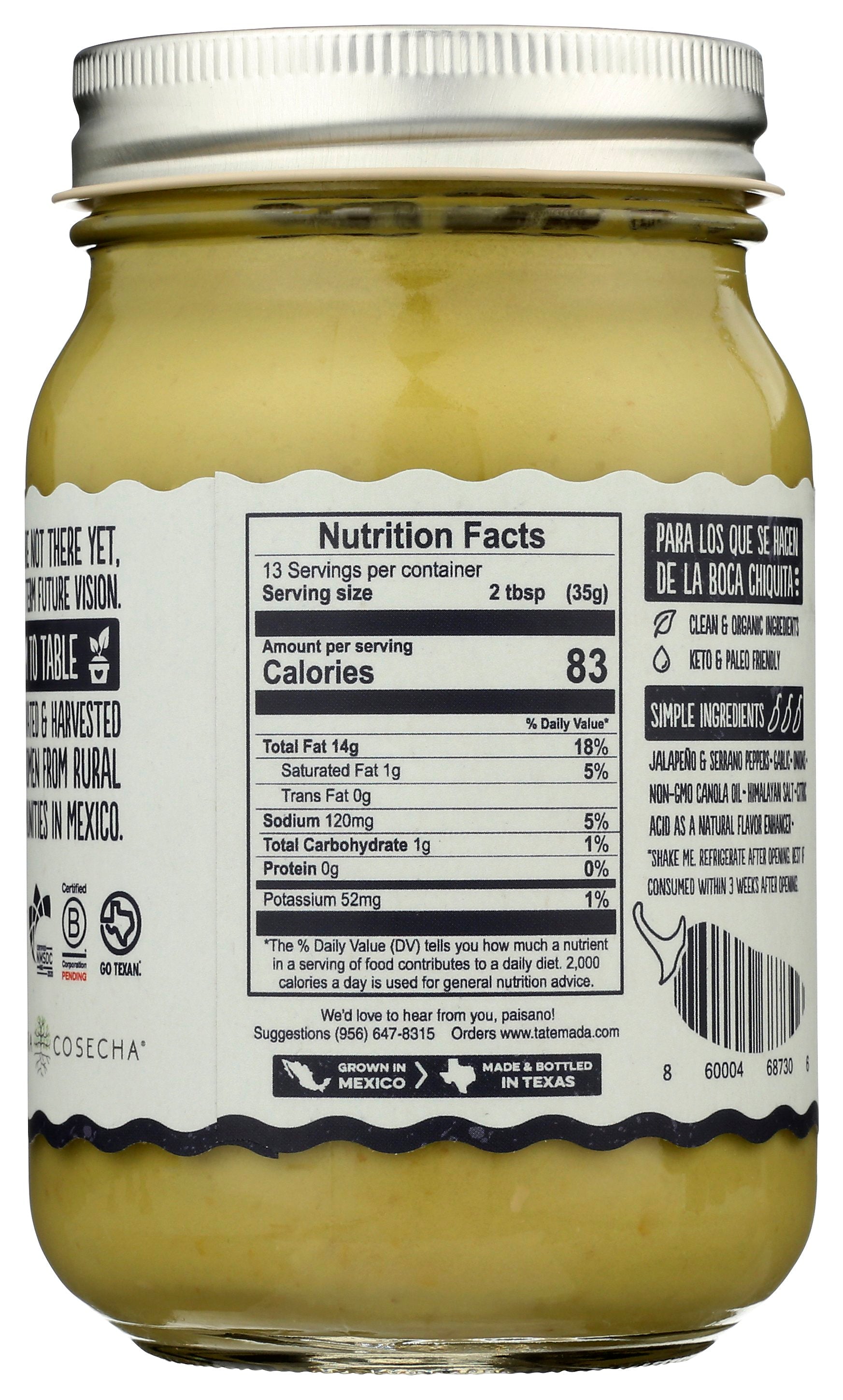 TATEMADA SALSA JALAPENO - Case of 6