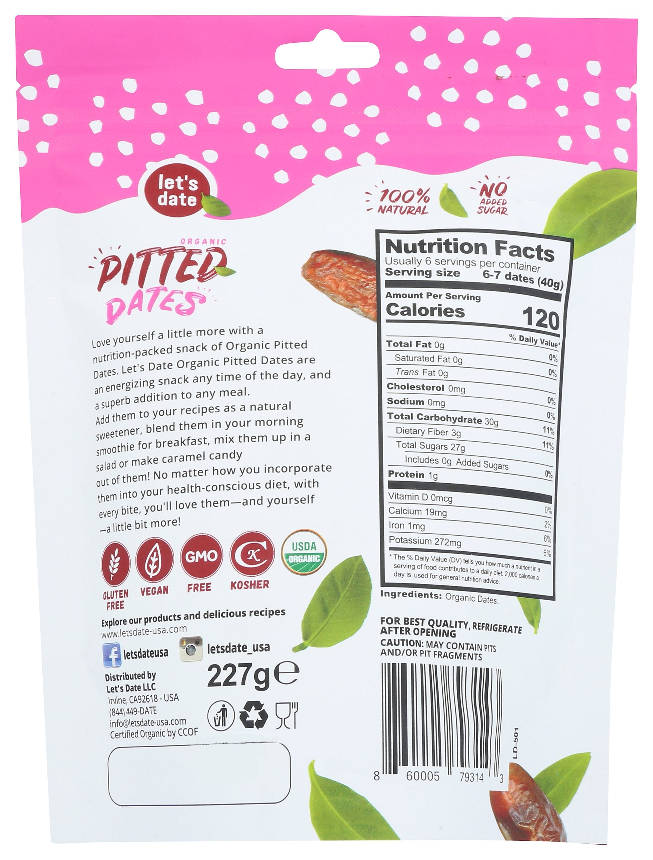 LETS DATE DATES PITTED ORGANIC - Case of 6