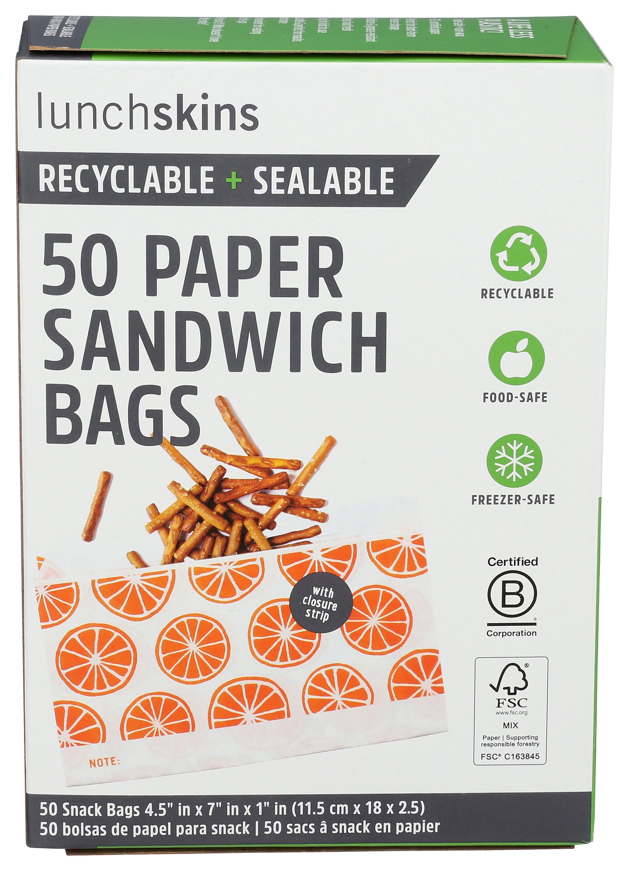 LUNCHSKINS BAG PAPER SNACK ORANGE - Case of 12