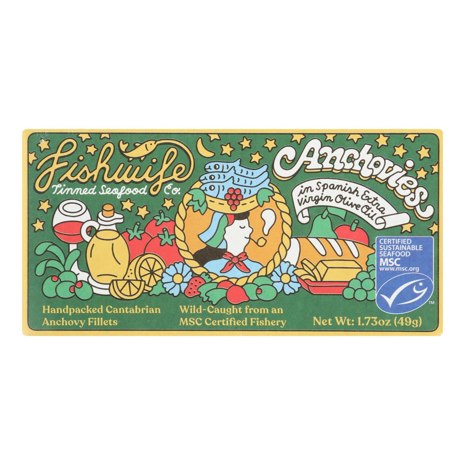 Fishwife - Anchovies In Evoo - CS of 10-1.73 OZ
