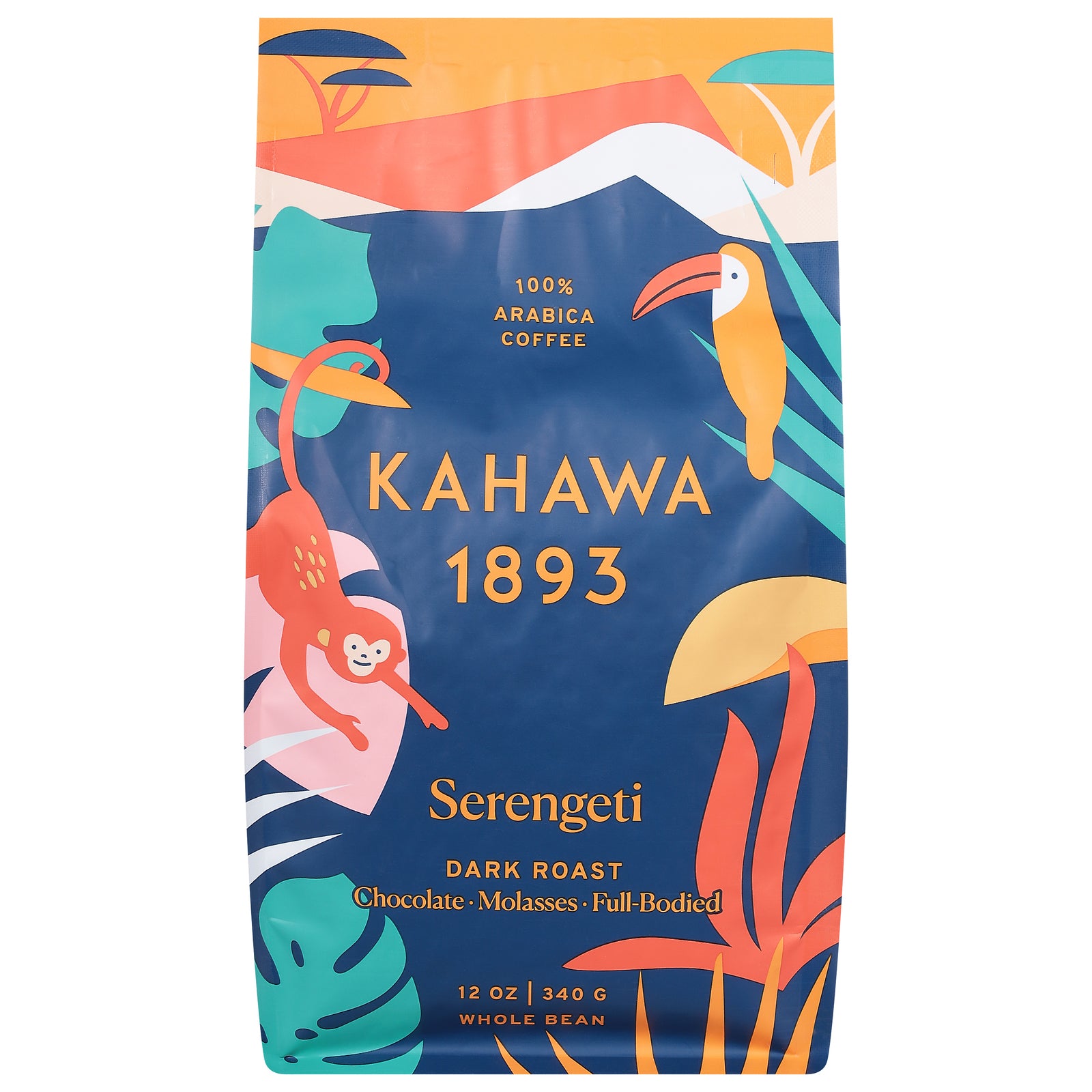 Kahawa 1893 - Coffee Whole Bean Dark Roasted Serengeti - Case of 6-12 OZ