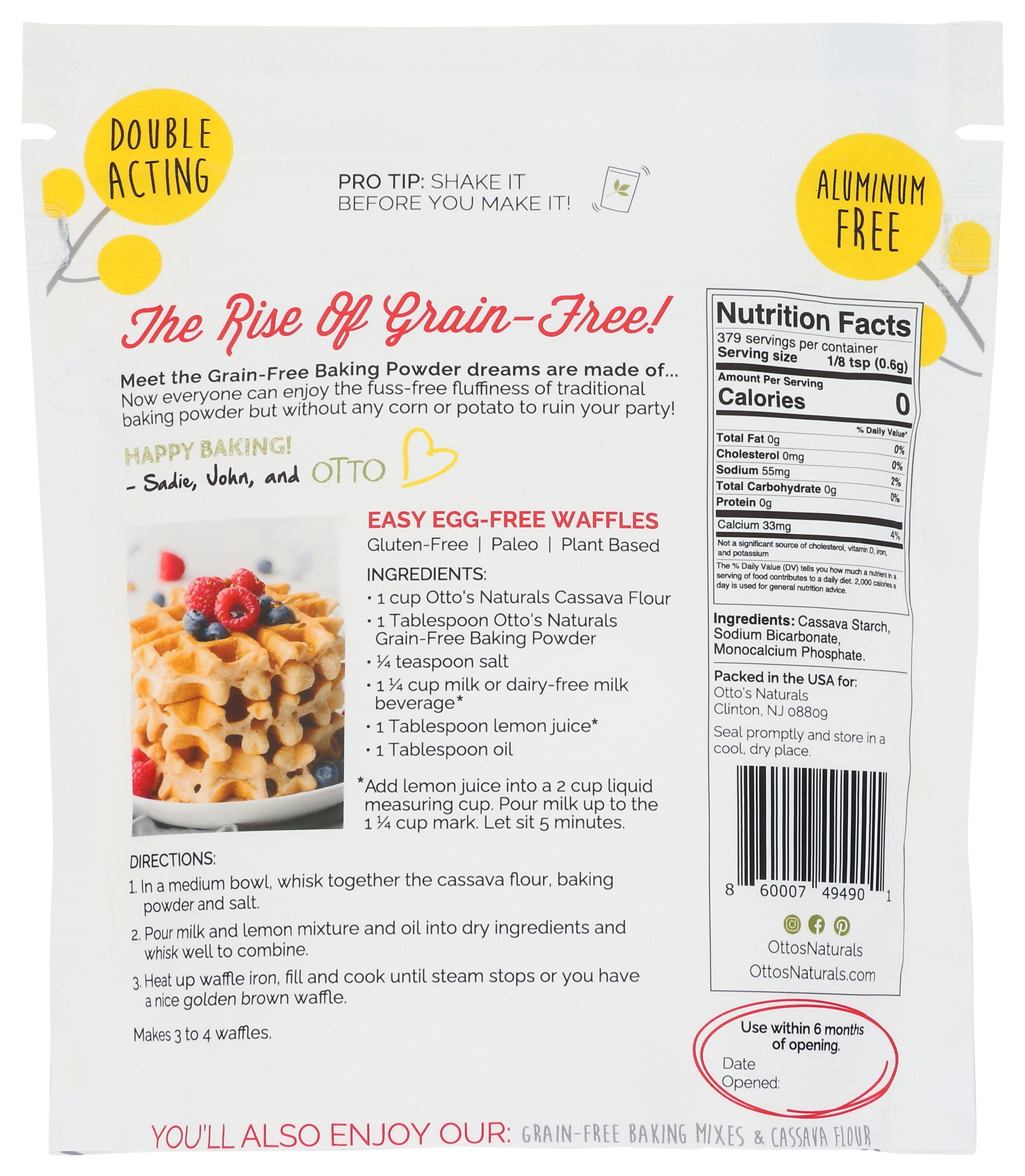 OTTOS NATURALS BAKING POWDER GRAIN FREE - Case of 6