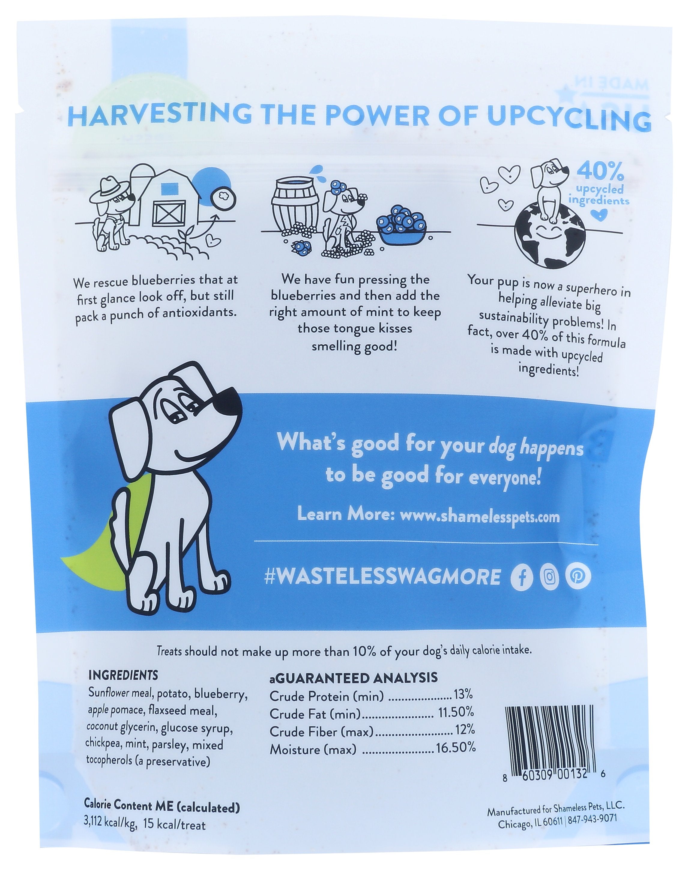 SHAMELESS PETS TREAT DOG BLUBRRD TREASUR - Case of 6